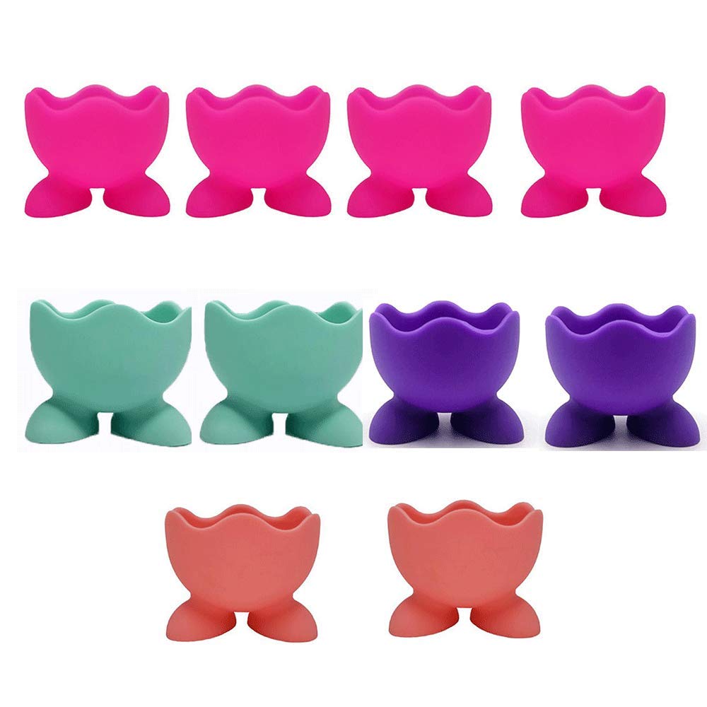 10Pcs Silicone Egg Holder Set - Reusable Boiled Egg Cups for Kitchen, Breakfast & Picnic - Non-Slip Egg Stand for Perfectly Cooked Eggs (Random Colors) - Ideal for Easter Decor, Kids Lunch Box & Party Snacks