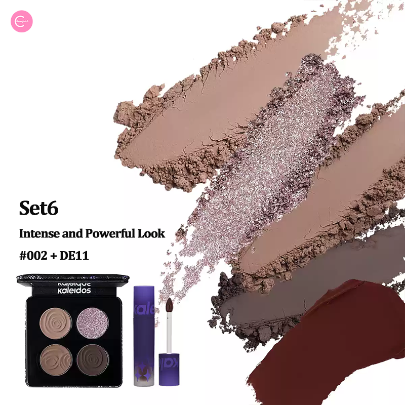 Kaleidos Stormbird Matte Quad Eyeshadow & Lip Powder Cream Set - Vegan, Long-Lasting Makeup for Day & Night Looks | Perfect for Parties, Dates & Special Occasions