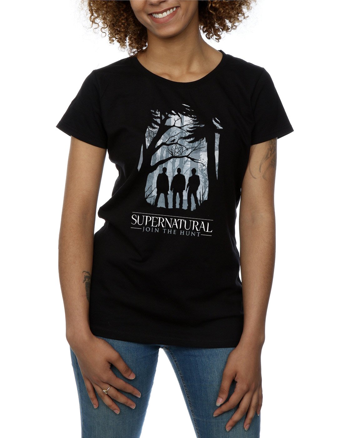Supernatural Women's Group Outline Graphic T-Shirt - XXL Black Cotton Tee for Fans, TV Show Merchandise - Perfect for Cosplay, Conventions & Casual Wear
