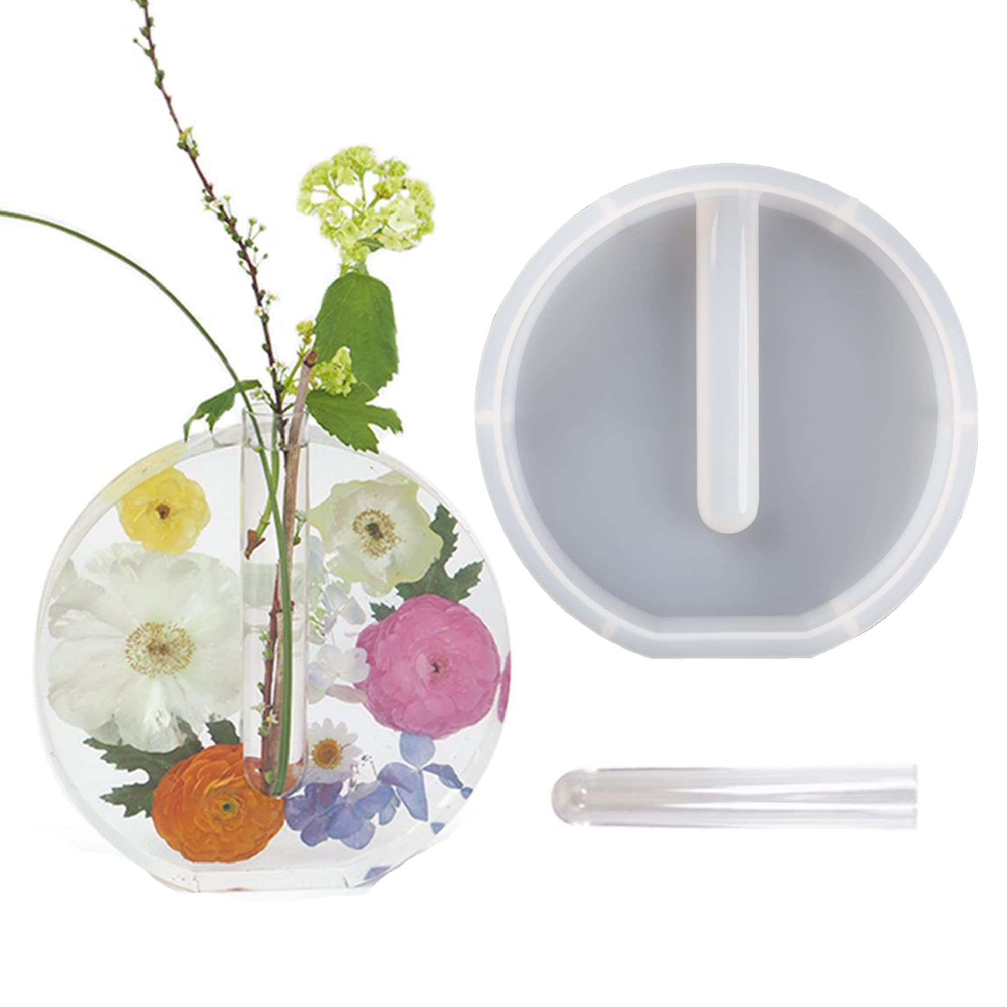 Hexagonal Round Vase Test Tube Flower Holder - DIY Resin Mold for Epoxy Crafts, Water Plant Culture, and Home Decor - Perfect for Floral Arrangements, Wedding Centerpieces, and Creative DIY Projects