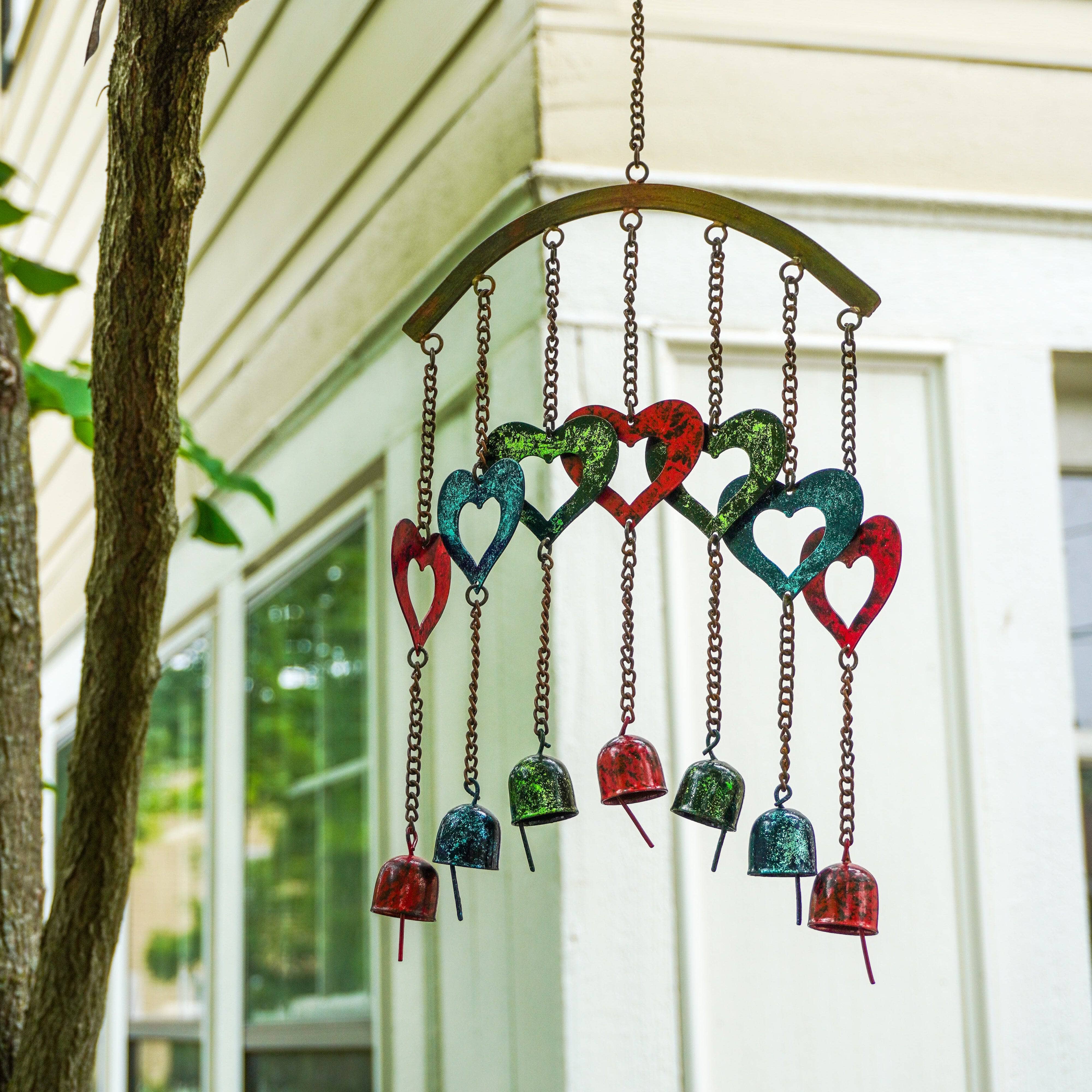 Colorful Heart-Shaped Wind Chime for Outdoor Garden Decor - Perfect for Patio, Porch, and Backyard Relaxation