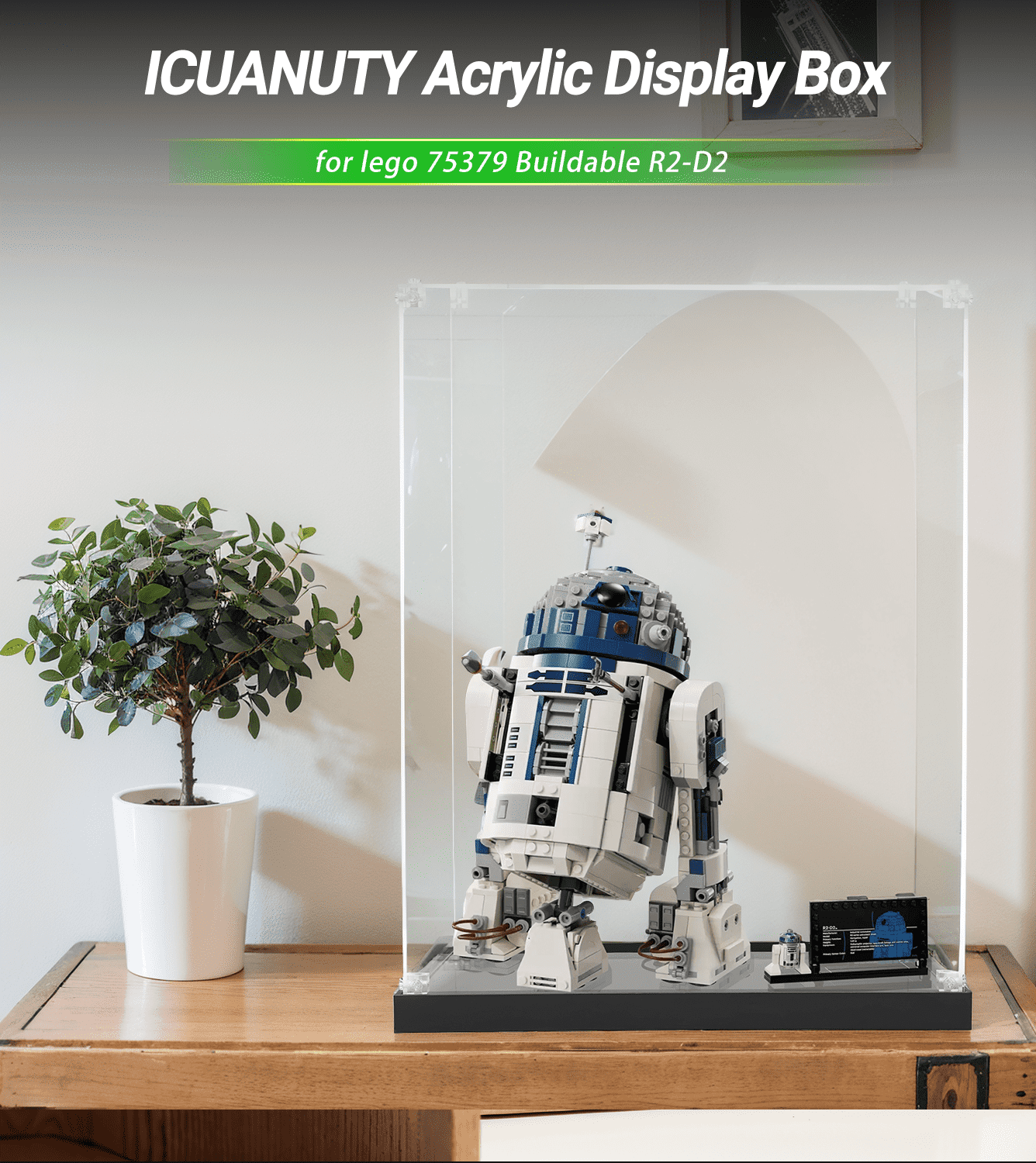 LEGO Buildable R2-D2 75379 Display Case - Clear Acrylic Showcase for Star Wars Collectibles - Perfect for Home Decor, Office Display & Gift Giving