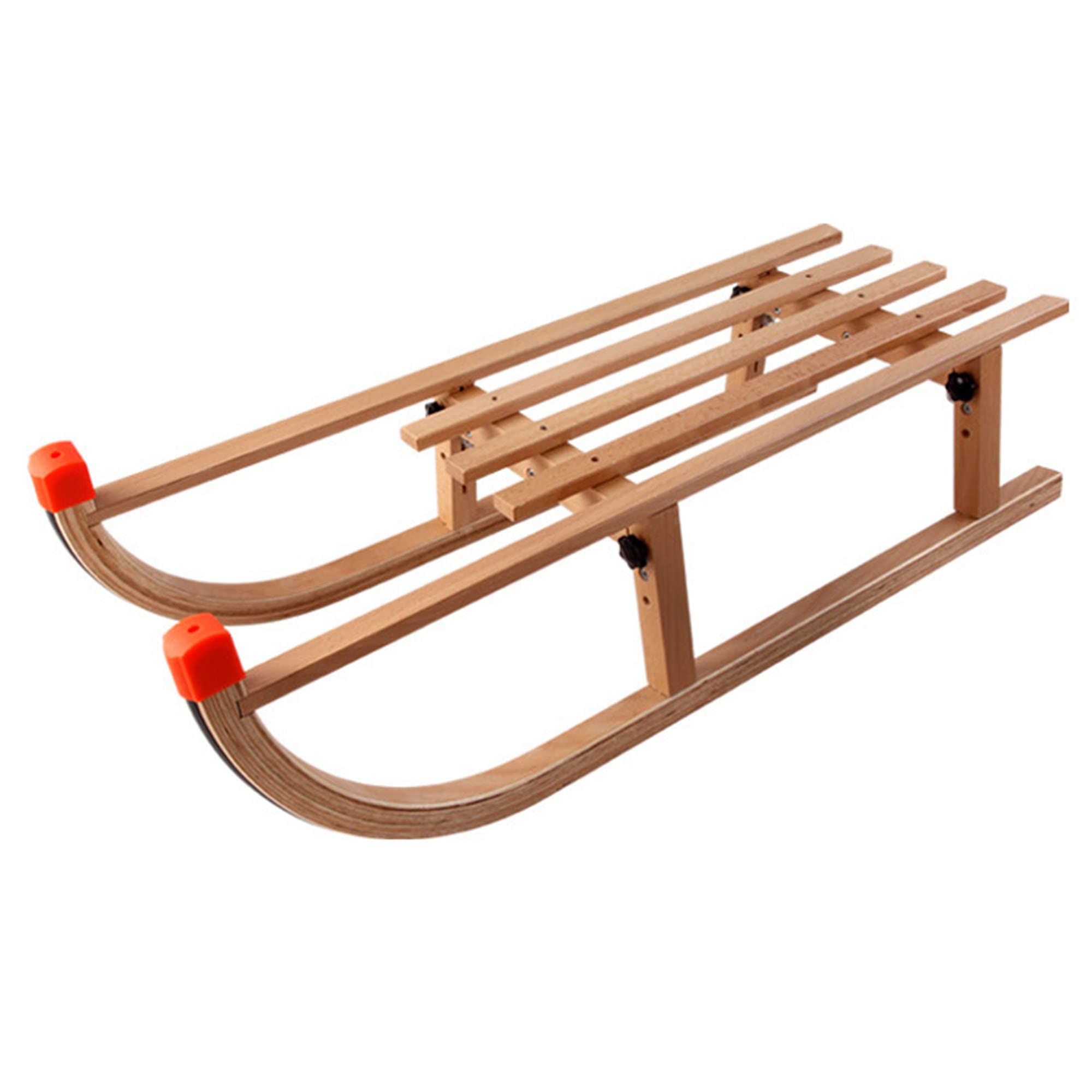TGHY Wooden Kids Snow Sled - Foldable Toboggan with PVC Runners, Durable Beech Wood Sleigh for Children & Family Winter Fun - Perfect for Snowy Hills, Backyard Play & Ski Resort Adventures
