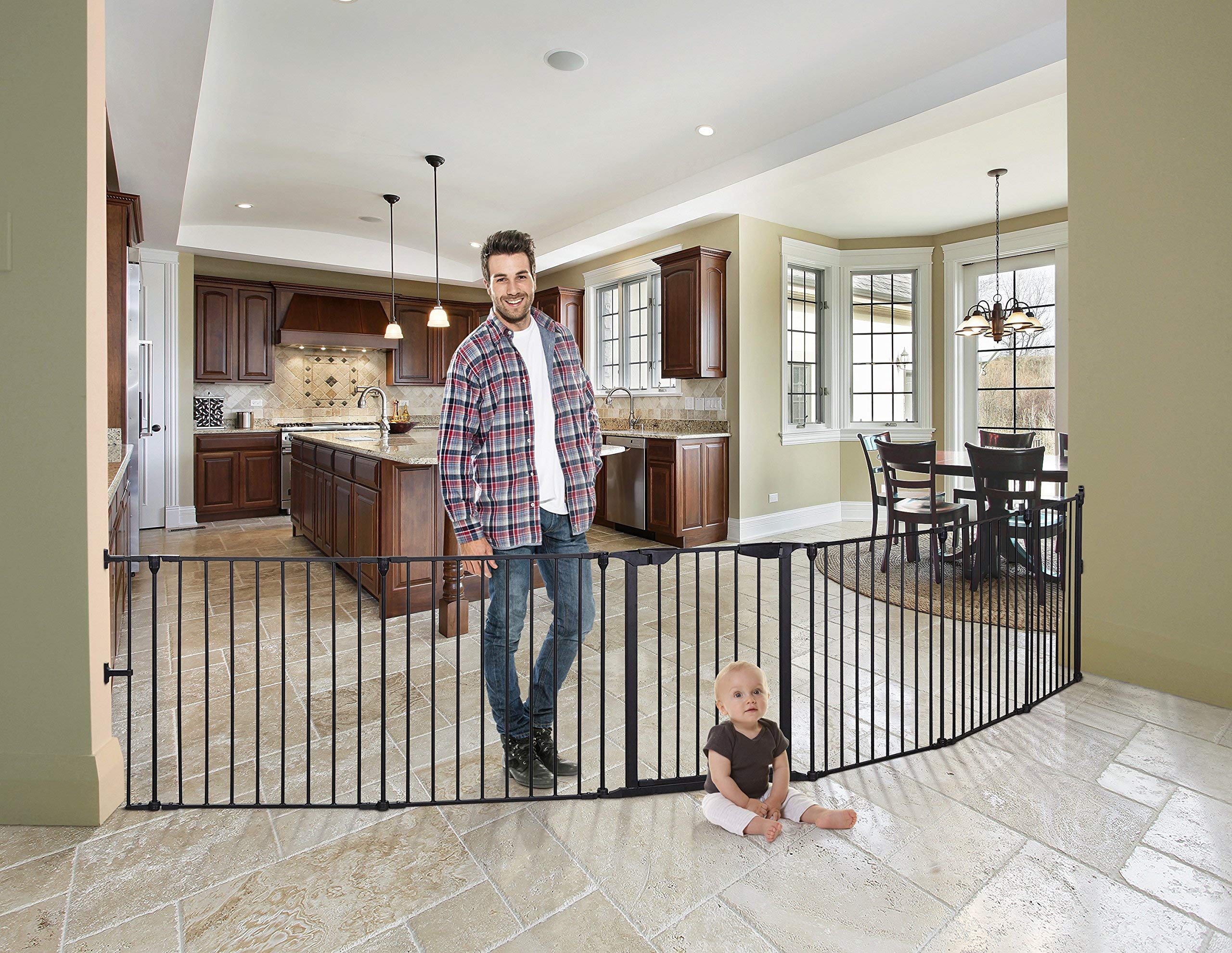 Dreambaby Mayfair Converta 3-in-1 Playpen - 6 Panel Baby Safety Gate & Toddler Play Yard | Foldable Design for Easy Storage | Secure Play Area for Infants & Kids | Perfect for Home, Nursery & Daycare Use - Black