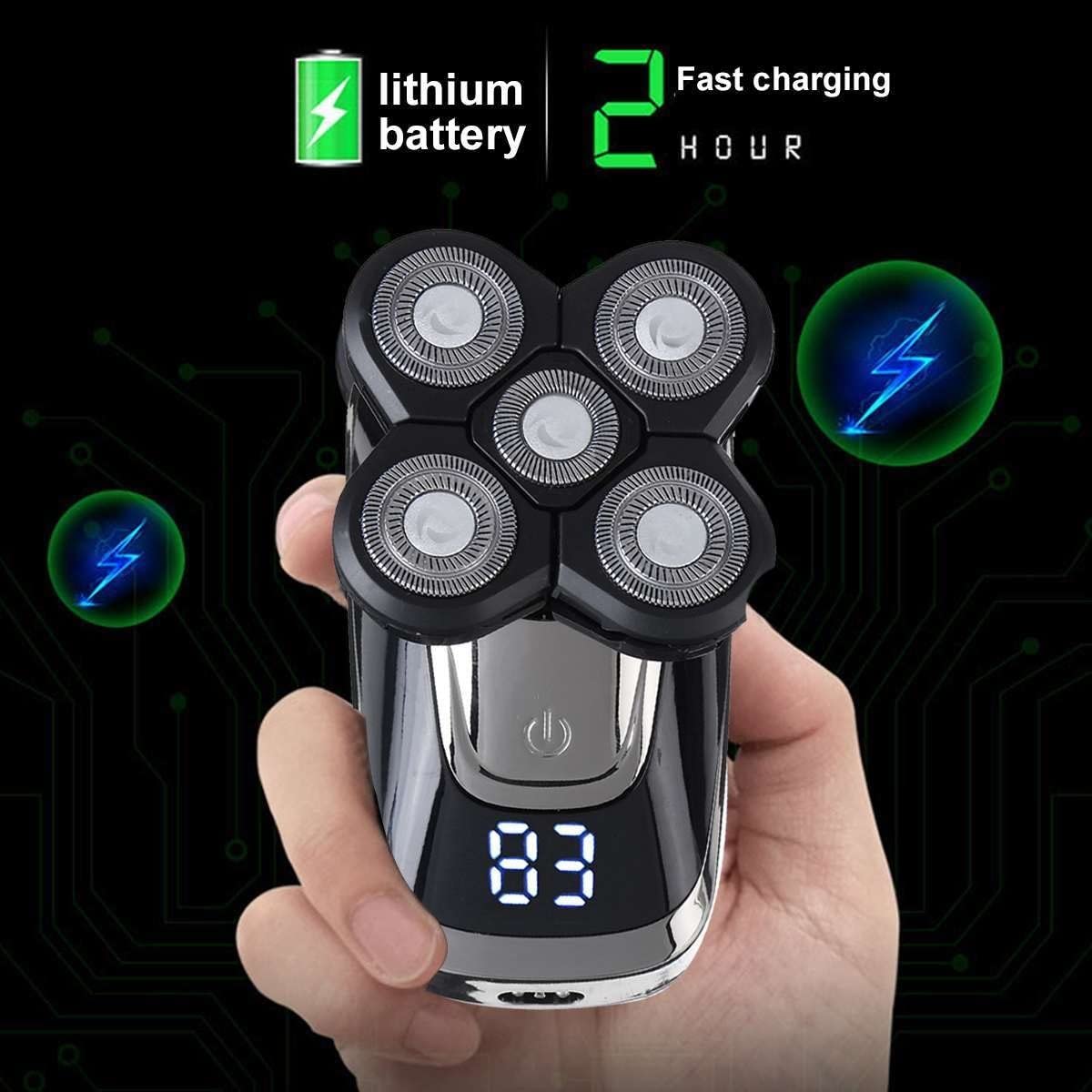 5-in-1 Electric Razor for Men - USB Rechargeable Wet/Dry Shaver with Floating Heads, Beard Trimmer, Nose & Ear Hair Clipper - Perfect for Travel, Home & Gym Use