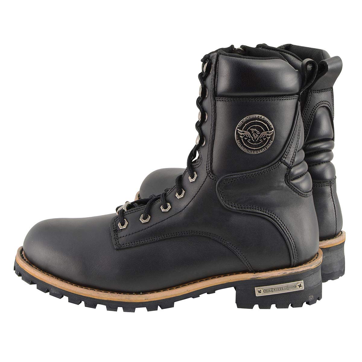 Milwaukee Leather Men's Classic Side Zip Work Boots - Durable Leather Boots for Construction, Outdoor Work & Casual Wear