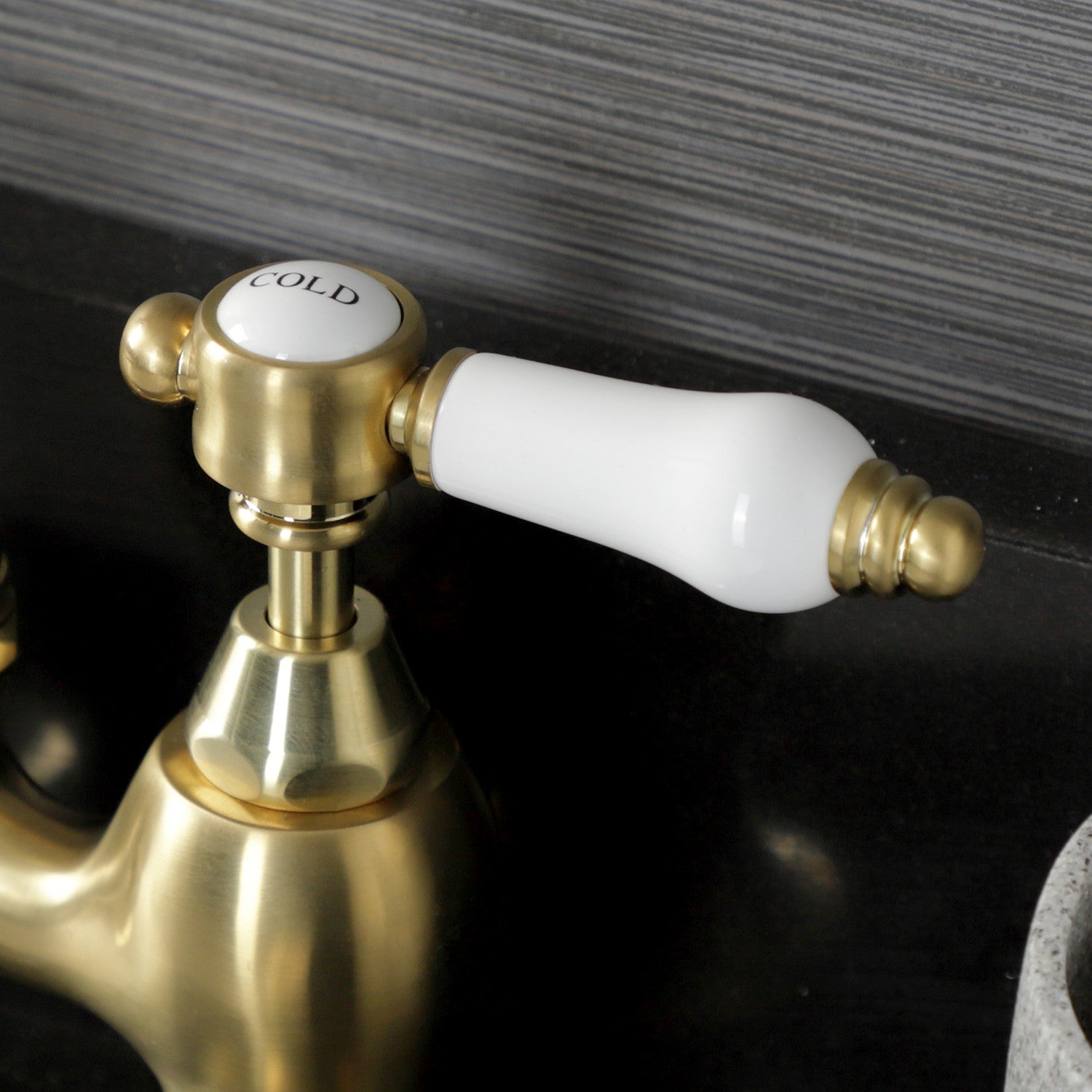 Bel Air KS7977BPL Brushed Brass Two-Handle 3-Hole Deck Mount Bathroom Sink Faucet with Brass Pop-Up Drain - Perfect for Modern Bathrooms & Vanities