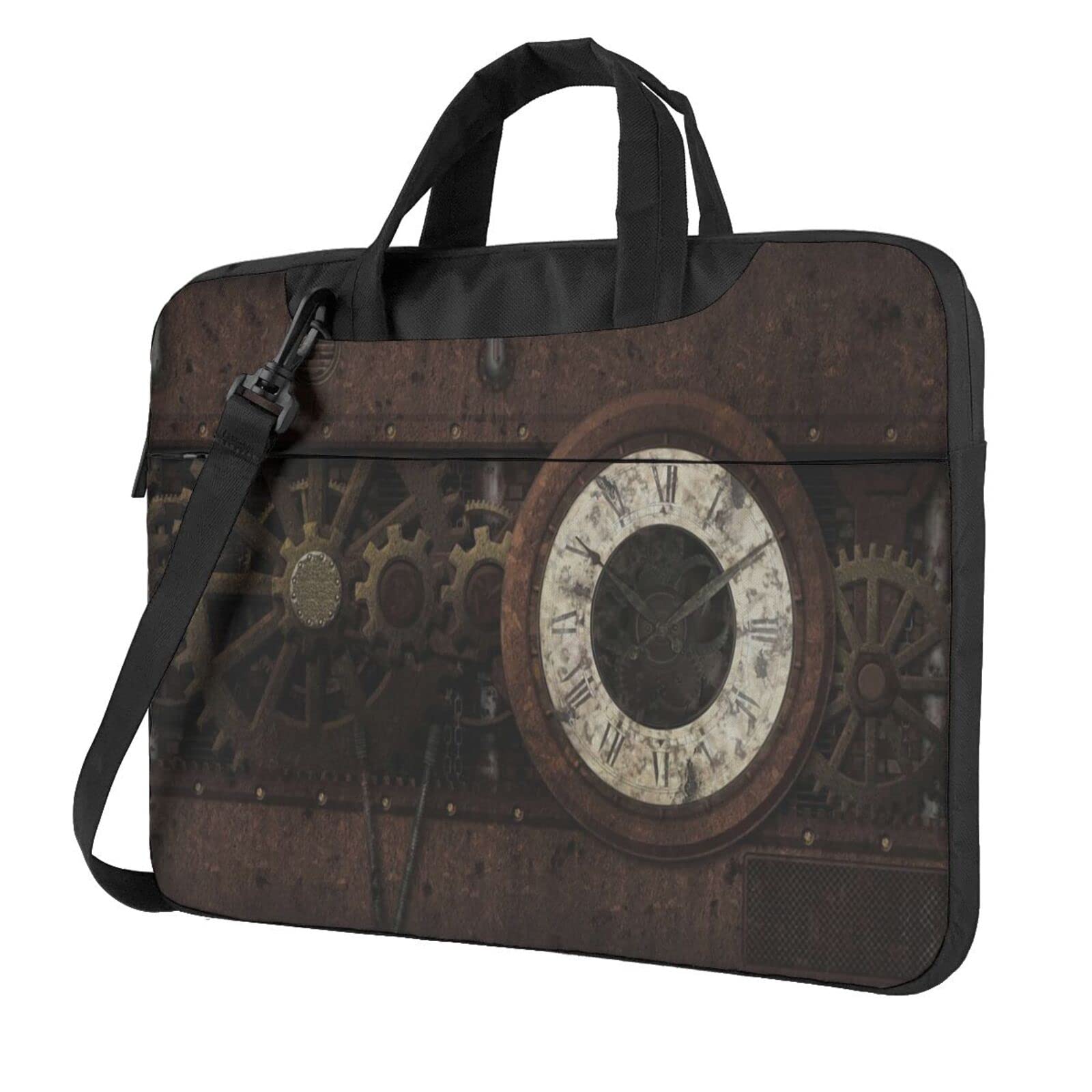 Steampunk Style Slim Laptop Case Bag - Vintage Leather Computer Bag for Work, Travel & Everyday Use
