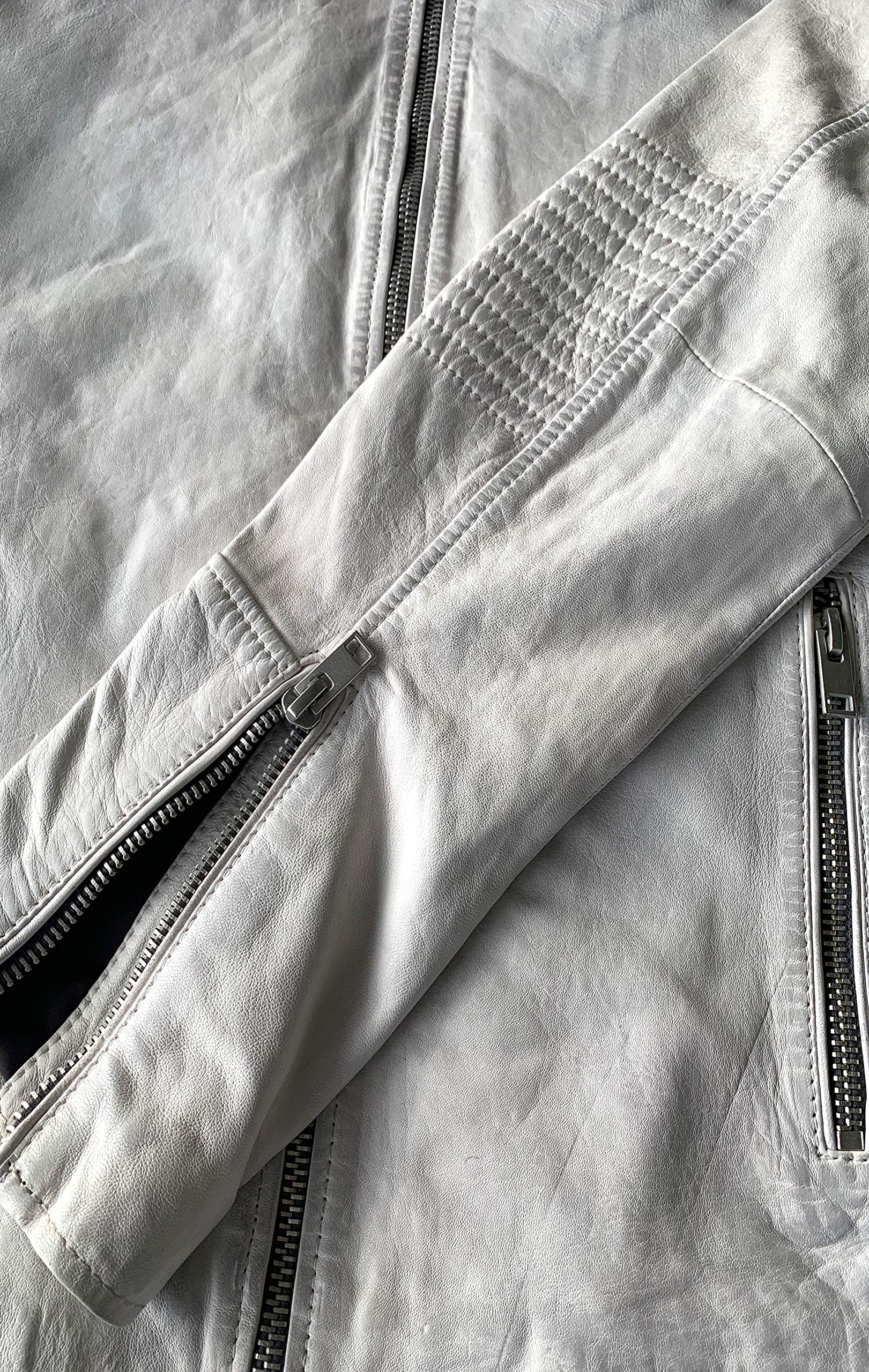 Premium Men's White Lambskin Hooded Leather Jacket - Mauritius Liem Long Sleeve Biker Style for Winter & Motorcycle Riding | Warm Winter Coat, Stylish Outerwear for Casual Wear & Motorcycle Enthusiasts