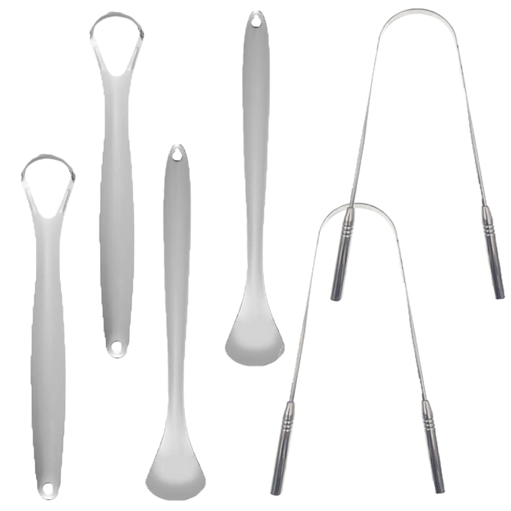 6-Pack Stainless Steel Tongue Scrapers - BOSOIRSOU Portable Tongue Cleaner & Breath Freshener for Adults & Kids - Perfect for Daily Oral Hygiene, Travel & Bad Breath Prevention