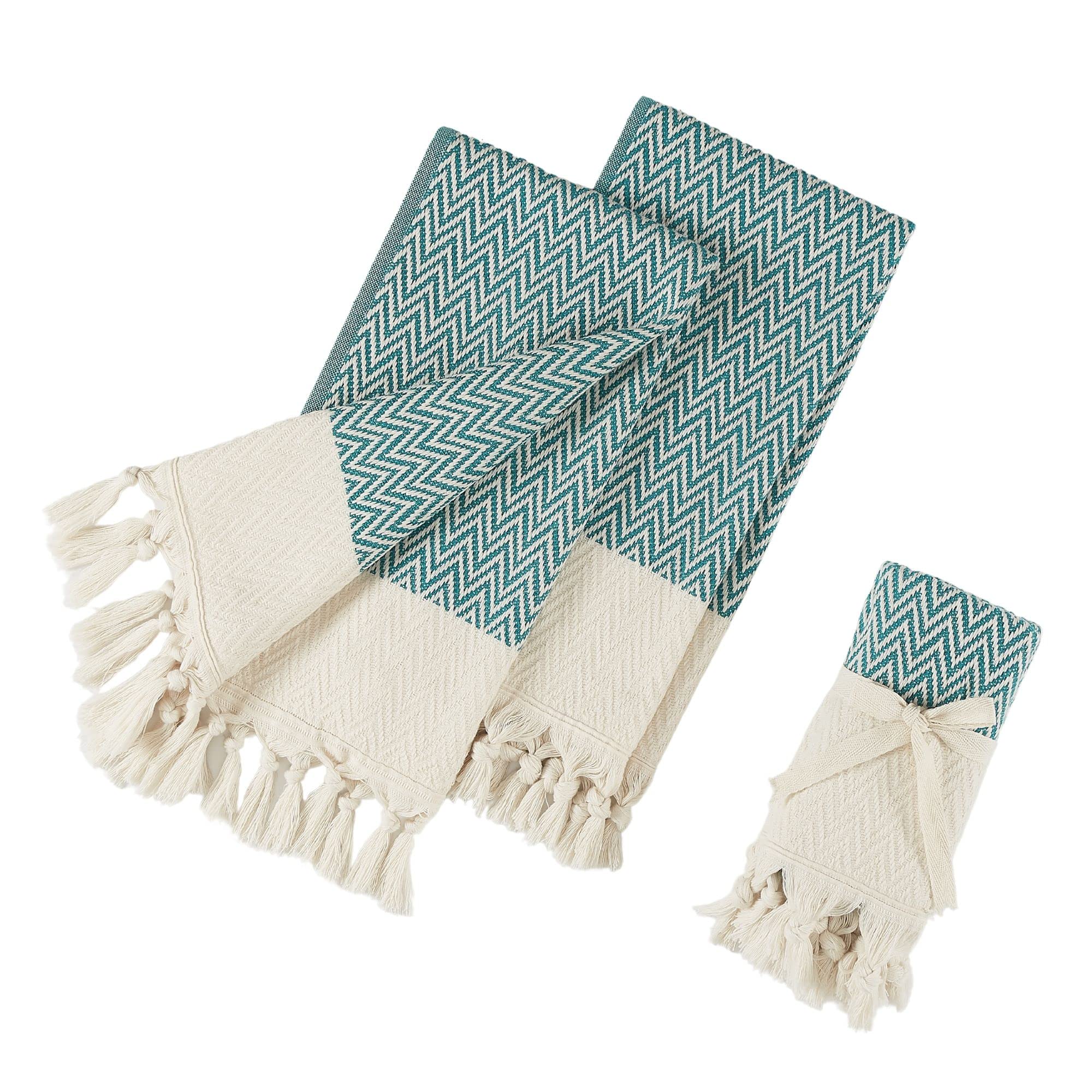 Premium Turkish Cotton Hand Towels - Set of 2 Soft Absorbent Bath & Kitchen Towels (14