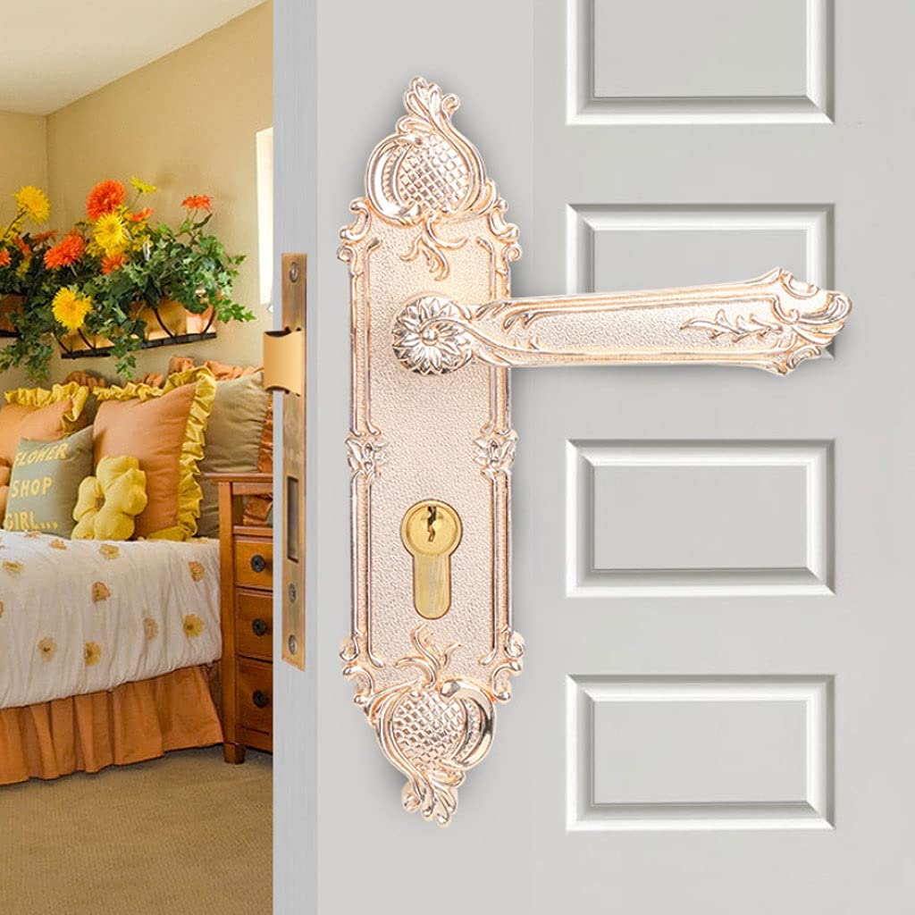 Solid Wood Door Knob Lever Lock - Reversible Interior Door Handle with Key for Left & Right Hand Use - Perfect for Bedroom, Bathroom & Interior Doors - Durable & Stylish Home Security Solution