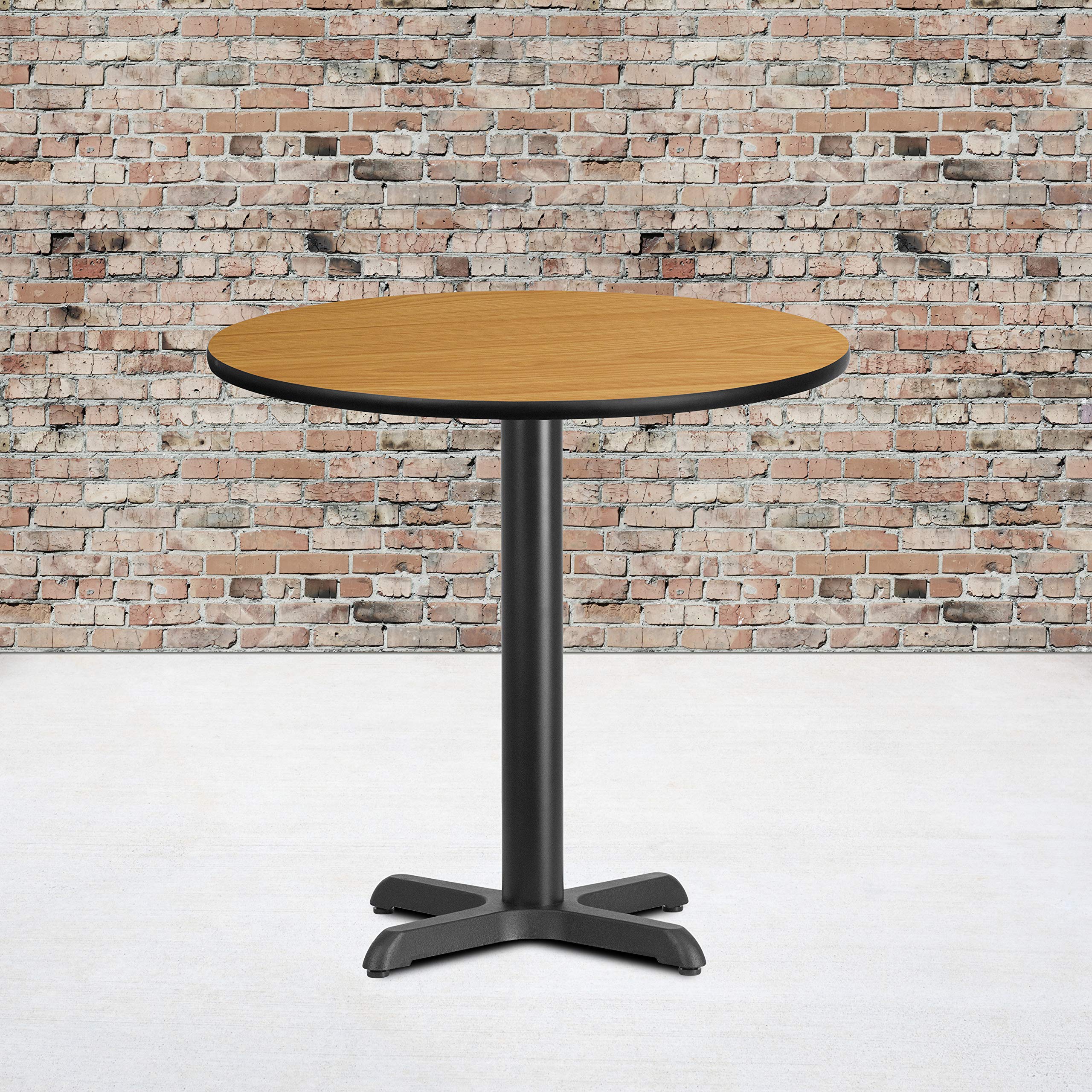EMMA + OLIVER 30 Inch Round Natural Laminate Dining Table Top with 22x22 Inch Sturdy Base - Perfect for Small Spaces, Kitchens & Breakfast Nooks