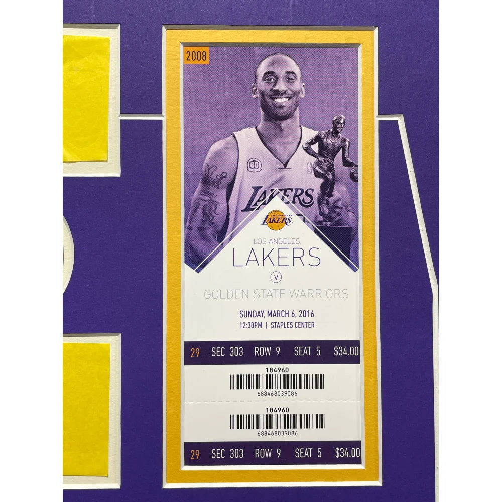 Authentic Kobe Bryant Final Lakers Game Used Confetti & Season Ticket Collage Framed Memorabilia #D/248 - Perfect for Sports Collectors & Lakers Fans Display