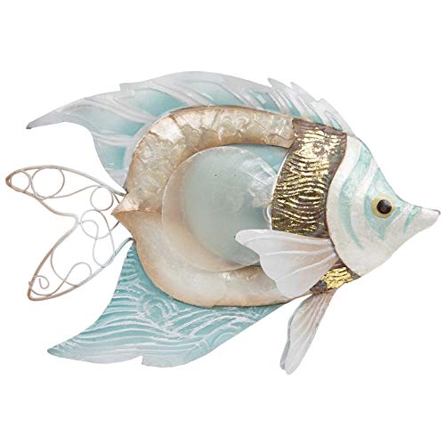 Light Blue Metal Fish Wall Art - 9 Inch Wide Nautical Decor for Home, Office & Game Room | Perfect for Coastal, Beach & Ocean Themed Spaces