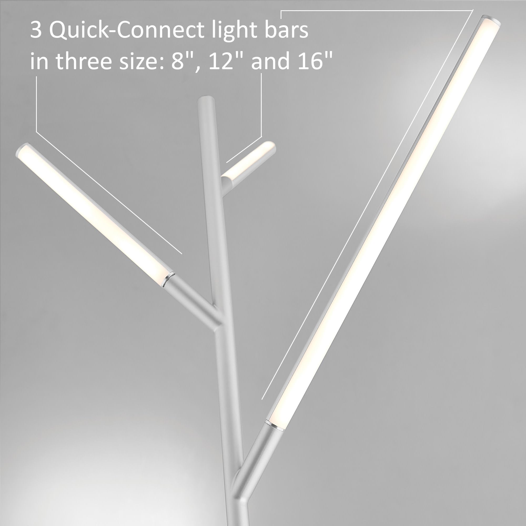 Modern Silver Metal LED Tree Floor Lamp - 74.5