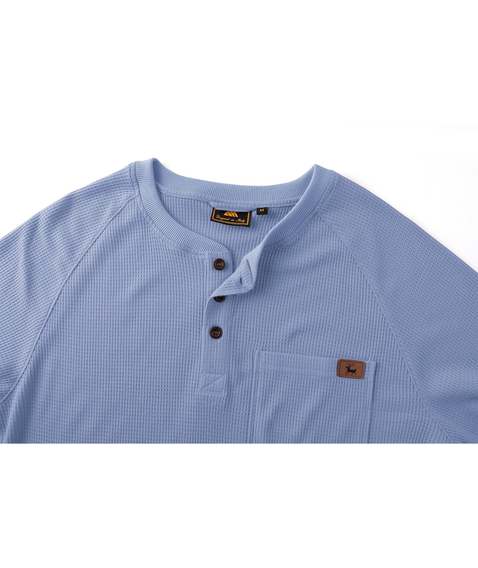 ZITY Men's Long Sleeve Henley Shirt - Casual Waffle Thermal Pullover with 3 Buttons & Chest Pocket | Warm Winter Layering, Outdoor Activities & Everyday Wear