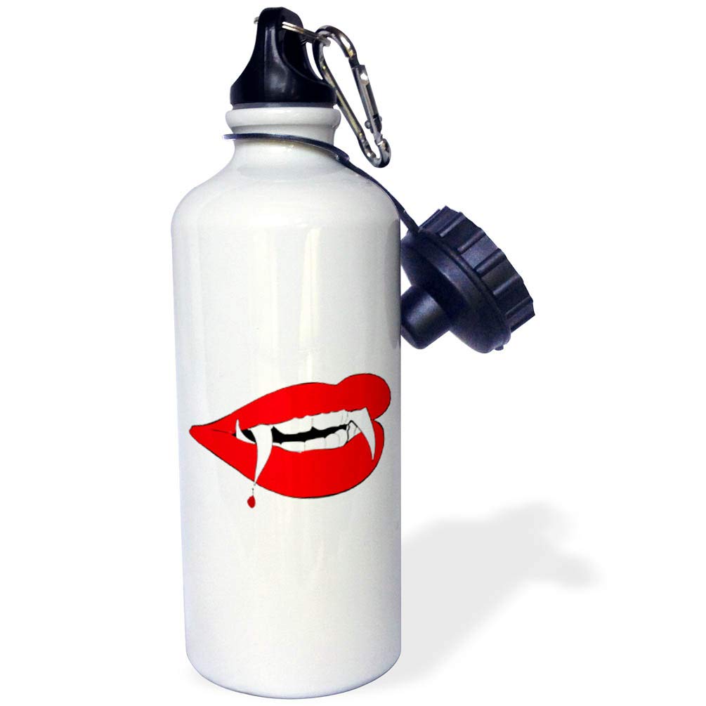 3D Rose Vampire Teeth Sports Water Bottle - 21Oz Insulated BPA-Free Water Bottle for Gym, Hiking & Halloween - Multicolored Design for Sports & Cosplay Enthusiasts