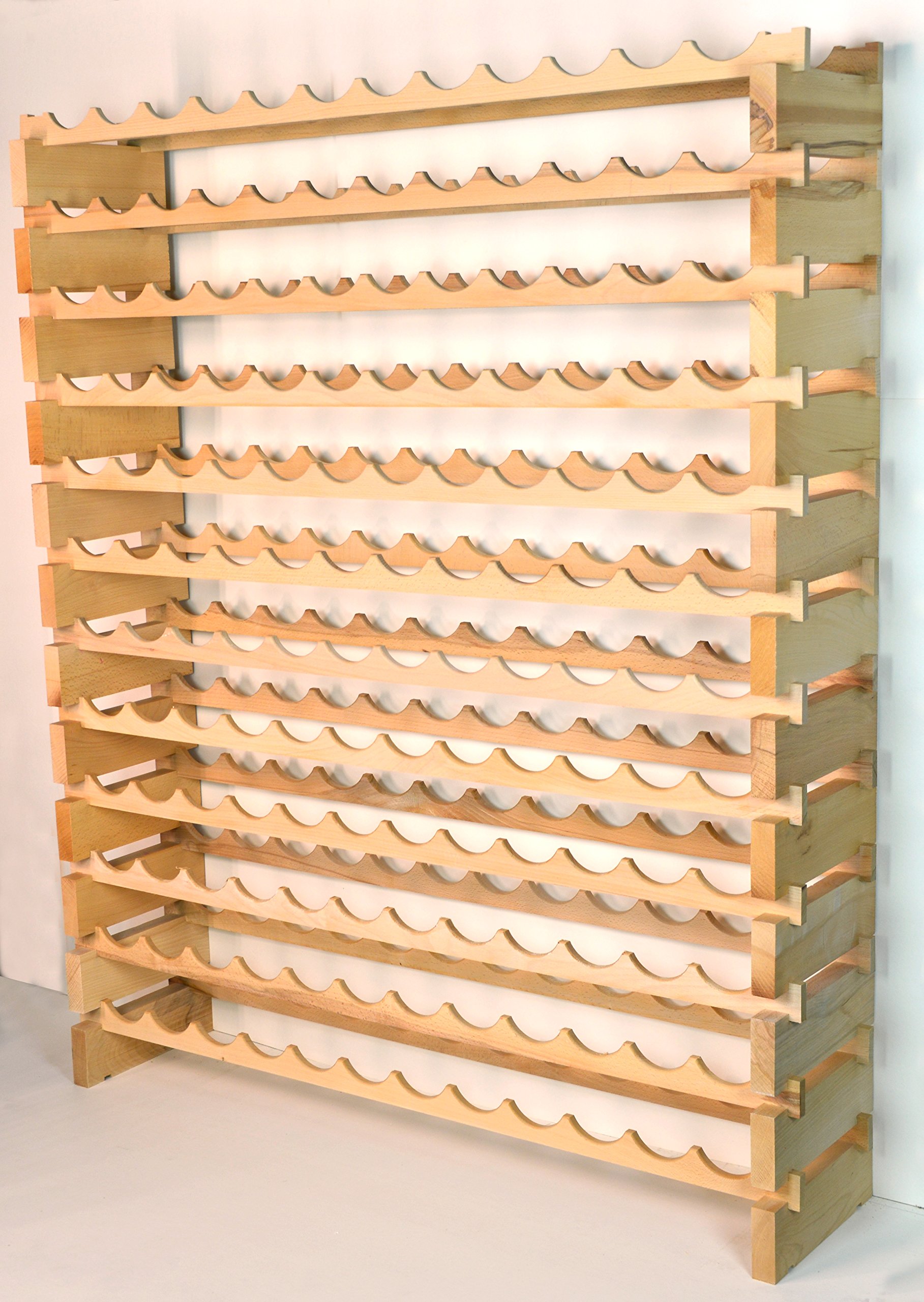 Premium Modular Wine Rack - Expandable 48 to 144 Bottle Capacity (12 Rows x 12 Bottles) - Solid Beechwood Construction - Space-Saving Storage Solution for Home Cellars, Restaurants & Wine Bars