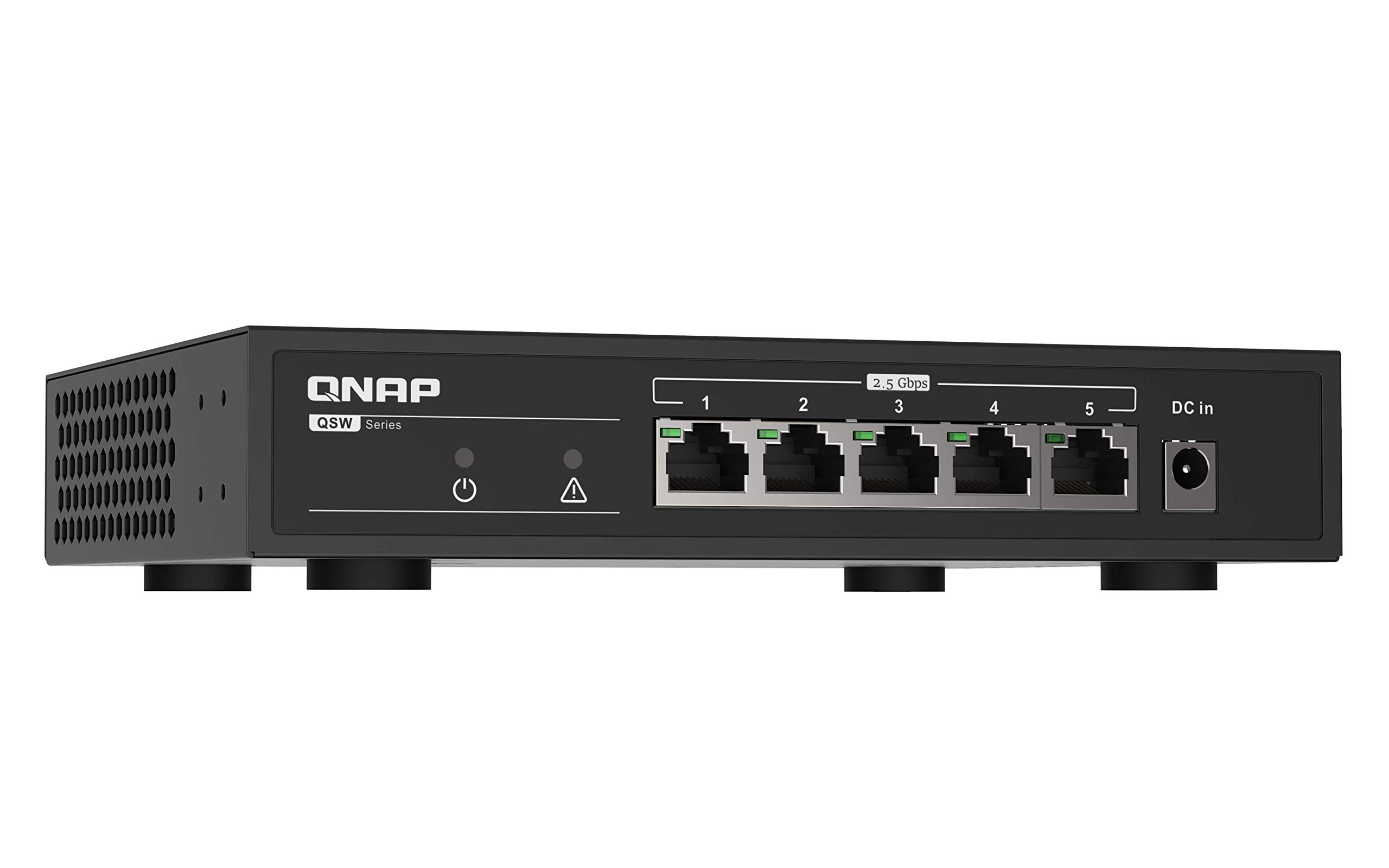 QNAP QSW-1105-5T 5-Port 2.5Gbps Unmanaged Network Switch with Auto-Negotiation (2.5G/1G/100M) - Ideal for Home Office, Gaming & High-Speed Data Transfer