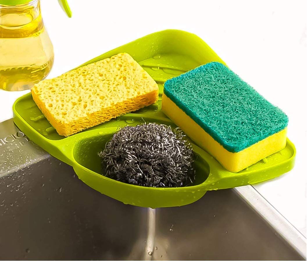 AXN Multipurpose Corner Kitchen Sink Organizer Rack - Space Saving Storage for Sponges, Soap & Cleaning Supplies - Perfect for Small Kitchens, Bathrooms & Laundry Rooms