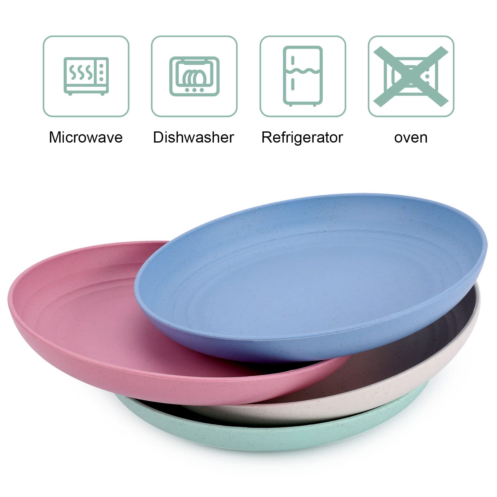 Eco-Friendly Wheat Straw Plates Set - 7.8 Inch Unbreakable Dinnerware, Microwave & Dishwasher Safe (4 Pack) - Perfect for Picnics, Camping, Parties & Everyday Use