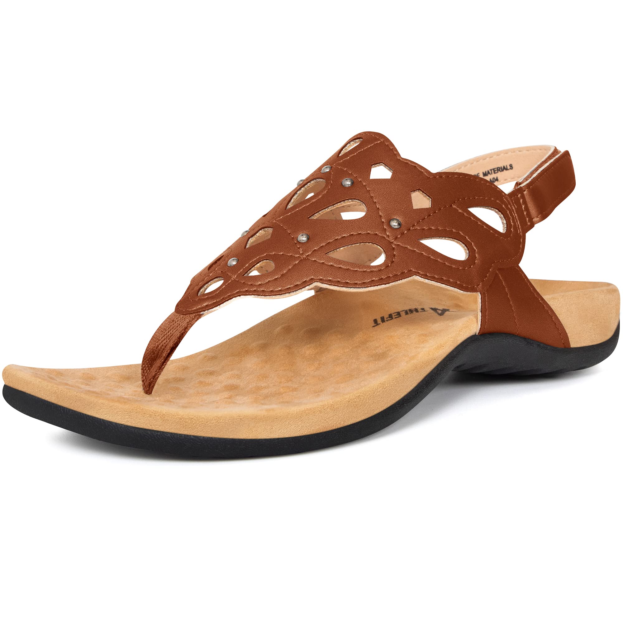 Athlefit Women's Arch Support Orthotic Sandals - Comfortable Walking Sandals with Orthopedic Thong Design for Plantar Fasciitis Relief - Perfect for Beach, Pool, and Summer Outdoor Activities