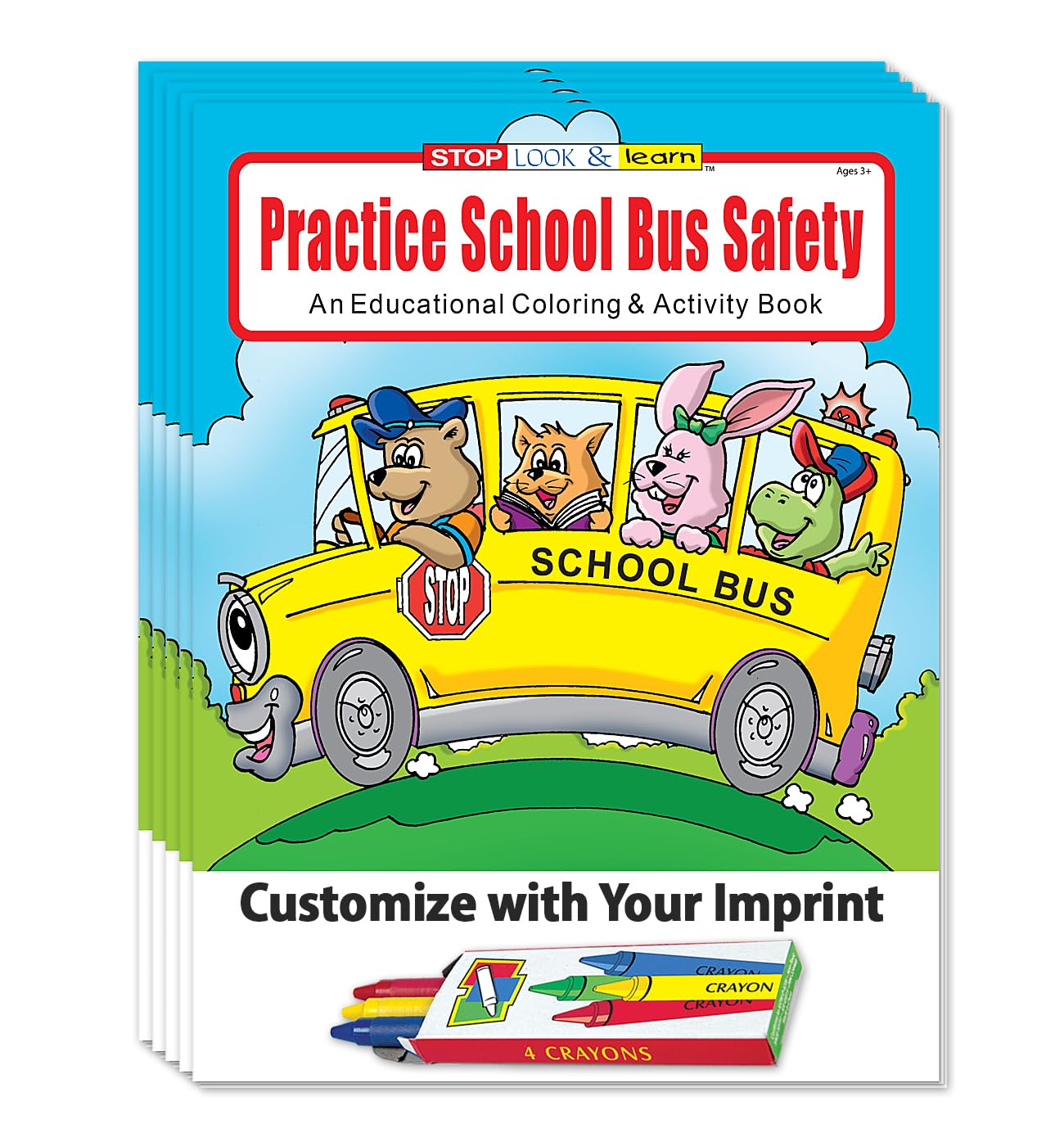 ZOCO Custom Educational Coloring Books - 250 Bulk Pack with Crayons | School Bus Safety Practice for Kids | Bus Driver Gifts | Fun Games, Puzzles & Activities | Perfect for Classrooms, Daycares & Homeschooling