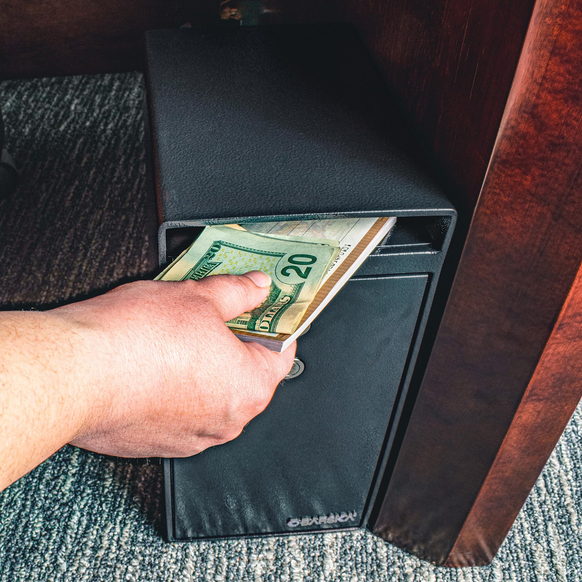 Barska Key Lock Depository Drop Safe - Secure Cash Box for Money, Receipts, Keys & Valuables | Home, Office & Retail Use for Small Business Security