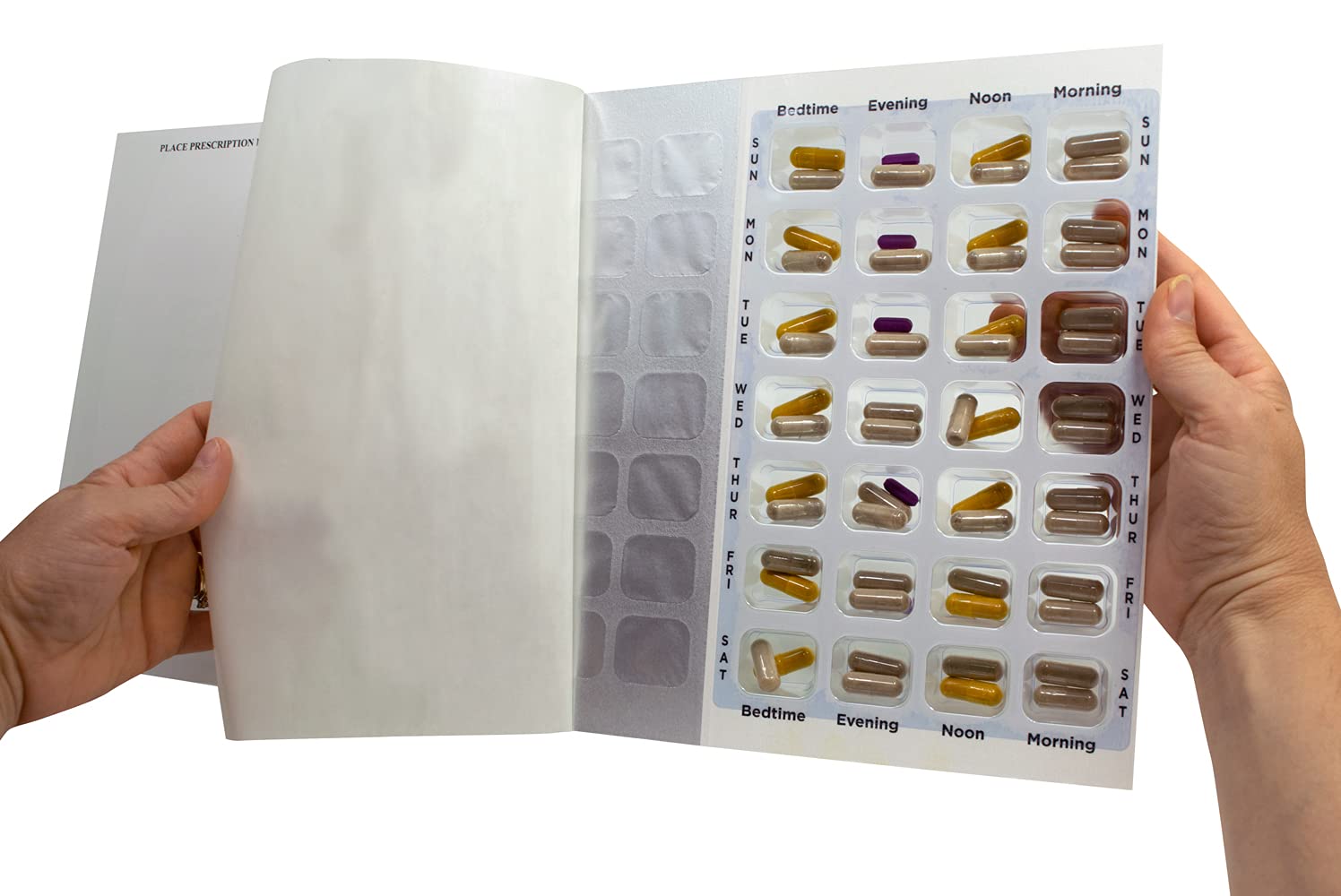 4 Times a Day Weekly XL Cold Seal Pharmacy Blister Pack System for Pills - Two Piece Unit Dose Tri-Fold Booklet, No Extra Equipment Needed (100 Pack) | Perfect for Medication Management & Daily Pill Organizer