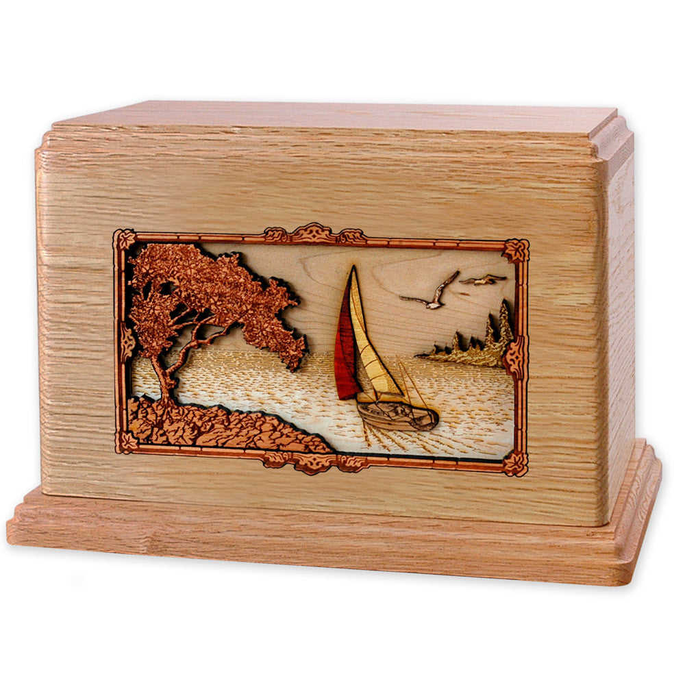 Beautiful Companion Cremation Urn with 3D Wood Inlay - Handcrafted Memorial Keepsake for Ashes - Perfect for Home Display, Memorial Services & Peaceful Remembrance
