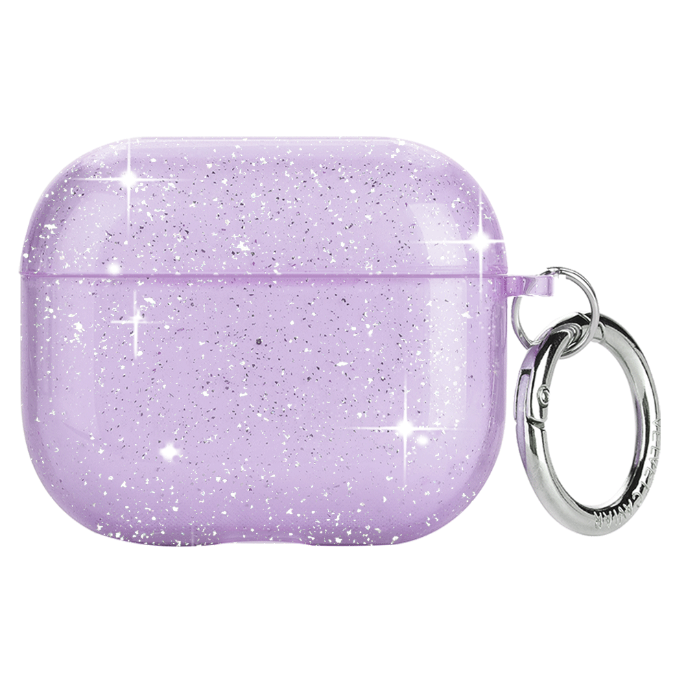 Lilac Stardust AirPod Case - Protective Cover for Apple AirPods 1/2/3 & Pro - Glittery Purple Design - Perfect for Travel, Work & Everyday Use