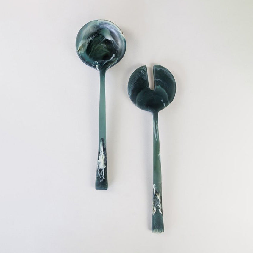 Monica Calderon Studio Sun and Moon Salad Servers - Handcrafted Stainless Steel Serving Utensils for Parties, Picnics, and Elegant Dining