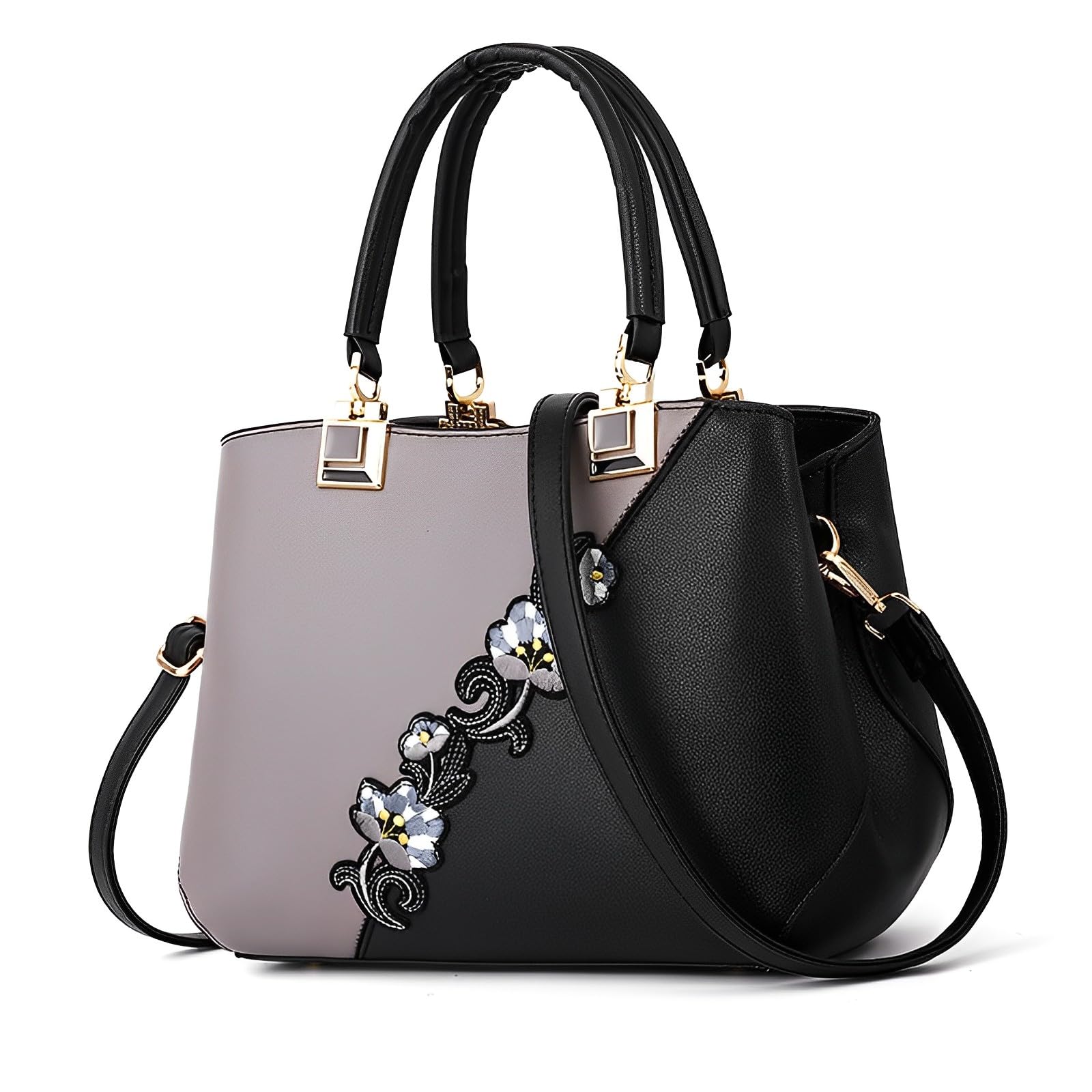 Elegant ELDA Women's Embroidery Top Handle Satchel Shoulder Bag - Stylish Tote Purse & Messenger Handbag for Work, Travel & Everyday Use