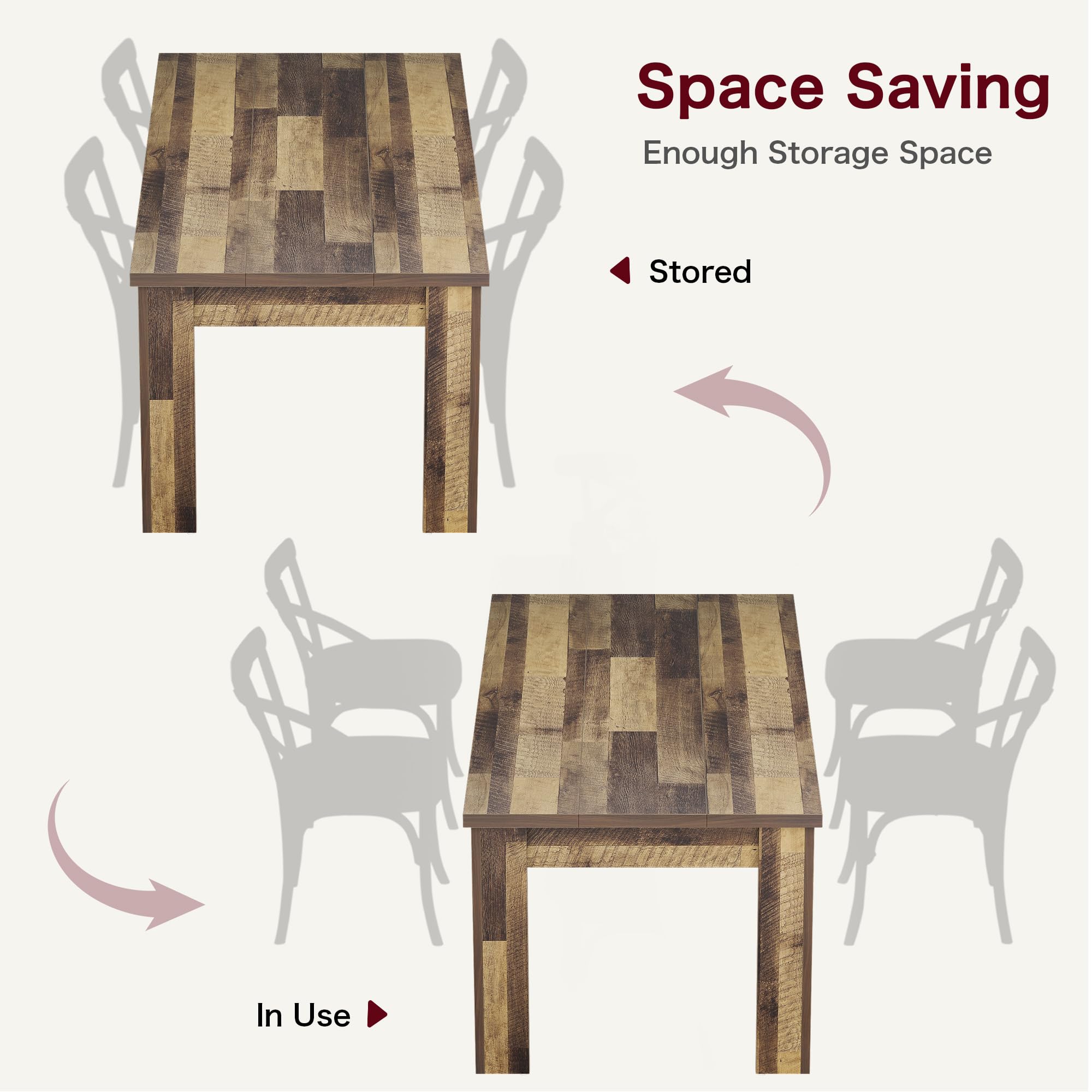 Rustic Brown Rectangular Dining Table for 4-6 People | 1.18