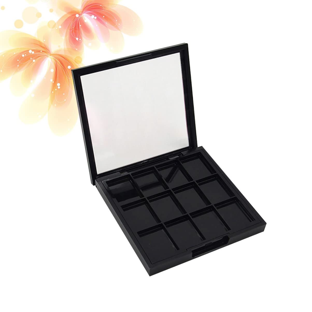 FRCOLOR 12 Grid Magnetic Eyeshadow Palette - Empty Makeup Palette for Eyeshadow, Lipstick, Blush & Powder | Black Travel-Friendly Makeup Organizer for Professional Artists & Home Use