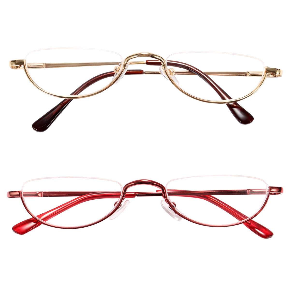Vintage Alloy Half Moon Reading Glasses for Men & Women - Classic Slim Frame for Reading & Work