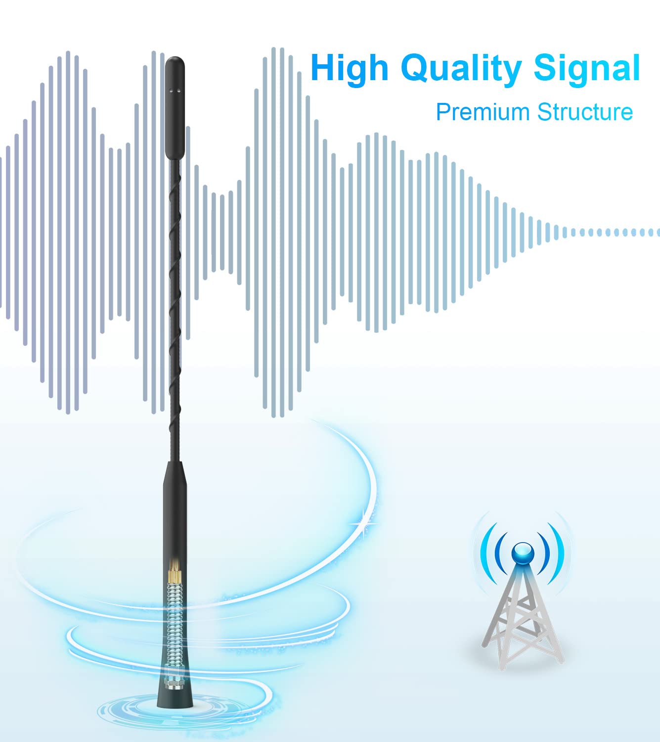 YIEHO Universal 28cm Car Antenna - High Power FM/DAB Radio Antenna for All Vehicle Models | Enhanced Signal Reception for Road Trips & Daily Commutes