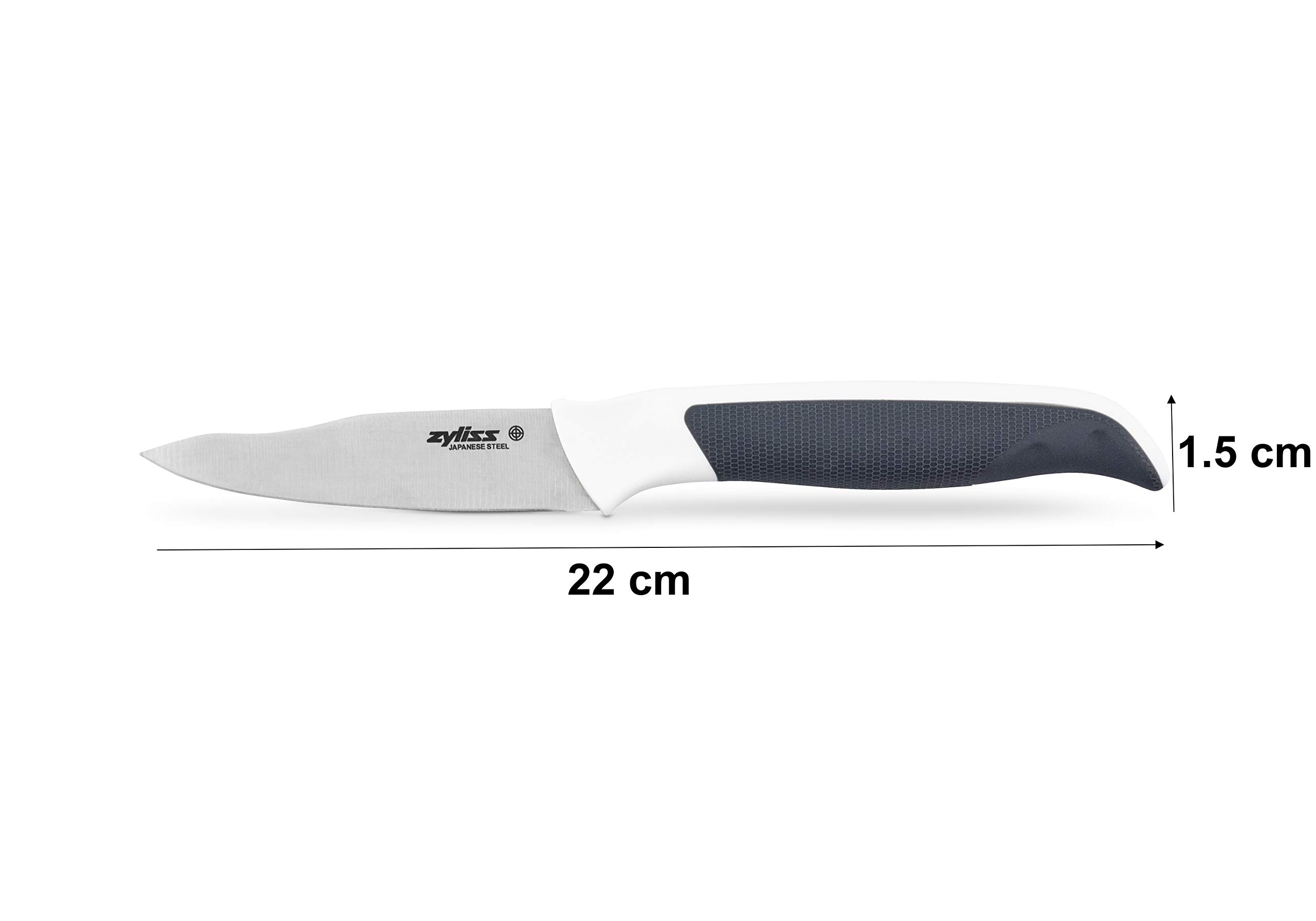 Zyliss Comfort Paring Knife 3.25 Inch - Japanese Stainless Steel Blade with Non-Slip Handle & Protective Cover - Professional Kitchen & Vegetable Knife (Black/White) - Dishwasher Safe - Perfect for Peeling, Slicing & Food Prep