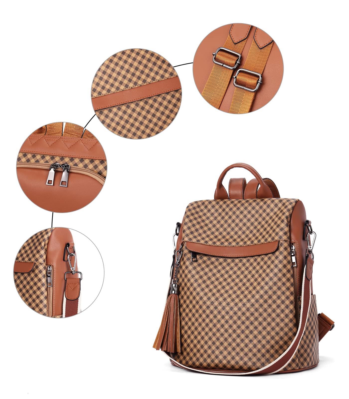 Telena Women's PU Leather Anti-Theft Travel Backpack Purse - Stylish Shoulder Bag with Tassel for Work, School, Commuting & Weekend Getaways