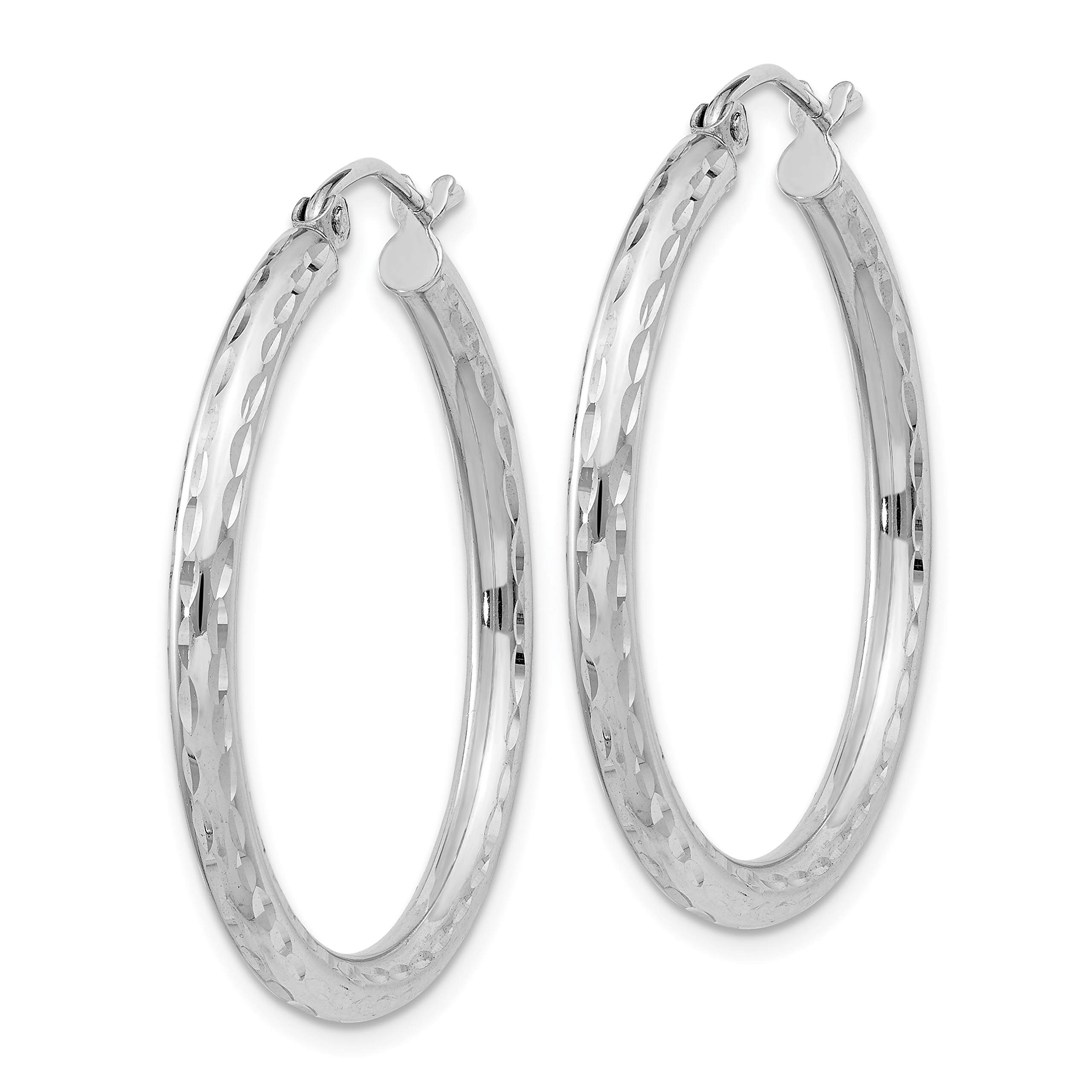 925 Sterling Silver 2.5mm Round Medium Hoop Earrings for Women - Hypoallergenic Dainty Everyday Jewelry - Perfect for Work, Date Night & Gifts