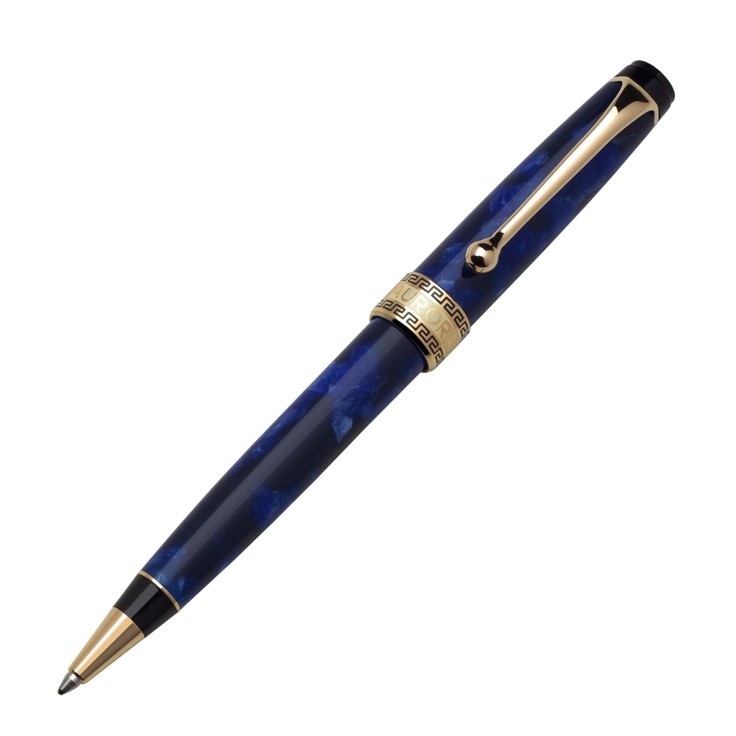 Aurora Optima Auroloide Blue Ballpoint Pen with Gold Trim - Premium Writing Instrument for Business, Gifts & Collectors