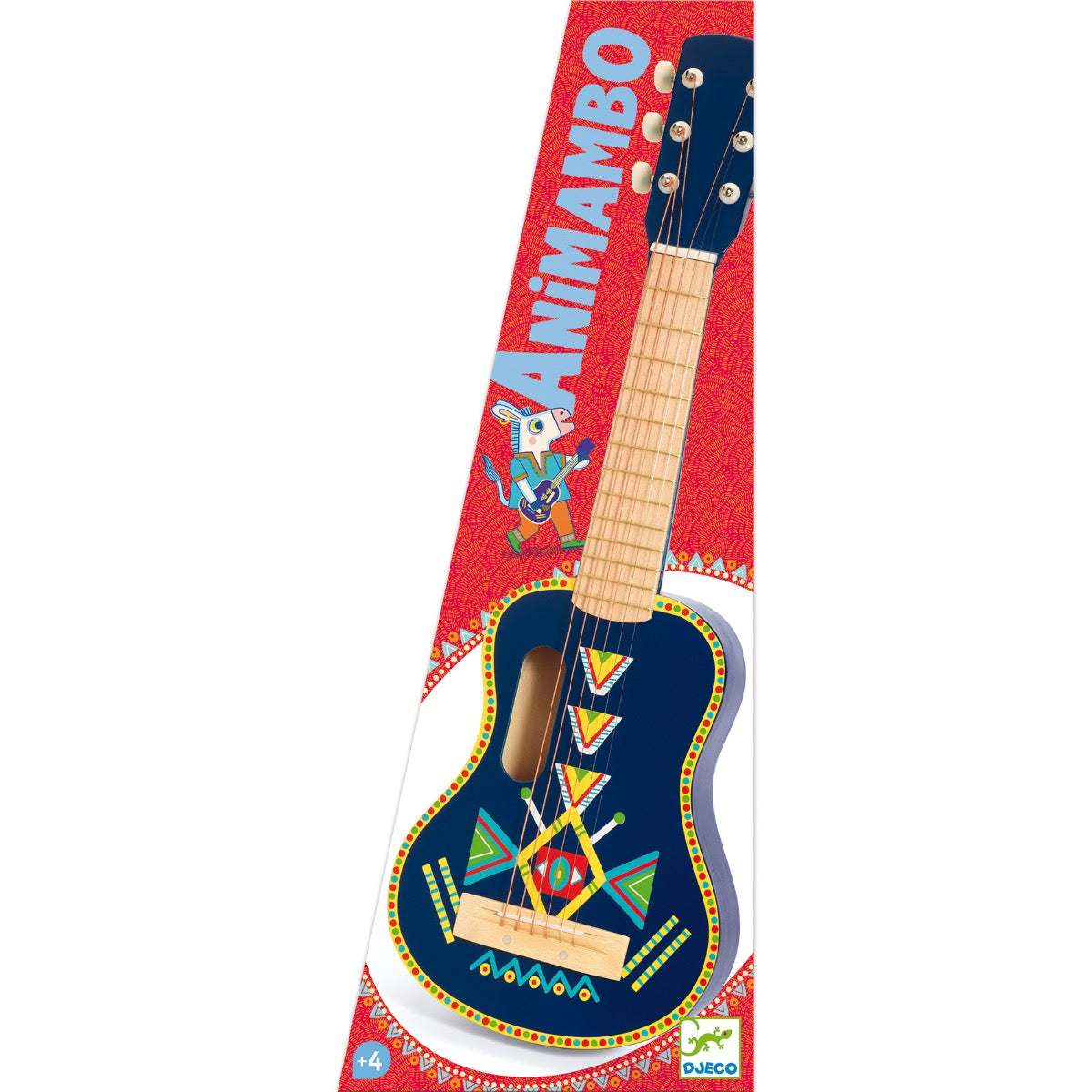Djeco Animambo Toy Guitar for Kids - 6 Metallic Strings Musical Instrument - Perfect for Pretend Play, Music Learning & Early Childhood Development