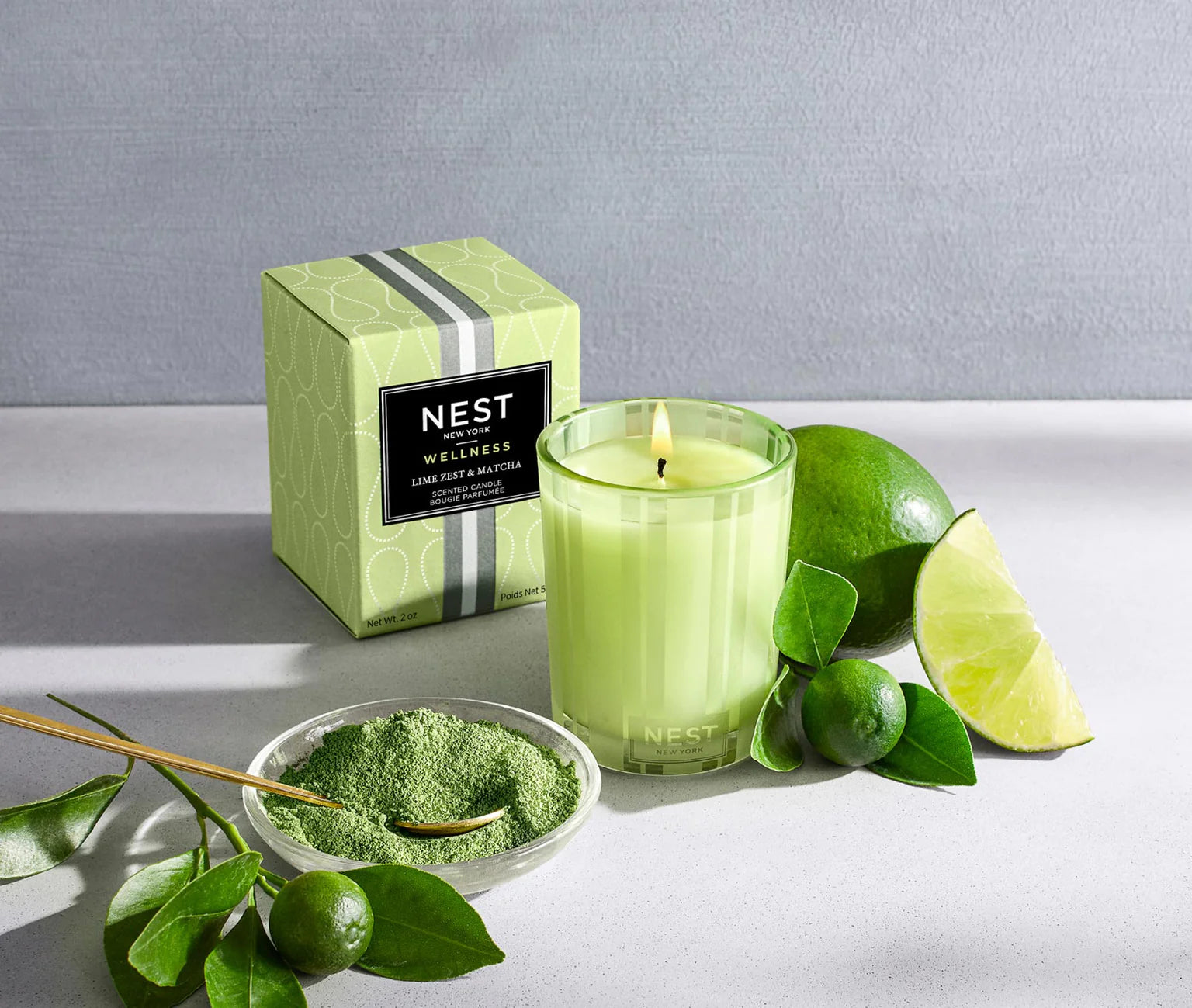 Nest Lime Zest & Matcha Scented Candle - Aromatherapy for Relaxation, Yoga & Home Decor | Fresh Citrus Green Tea Fragrance