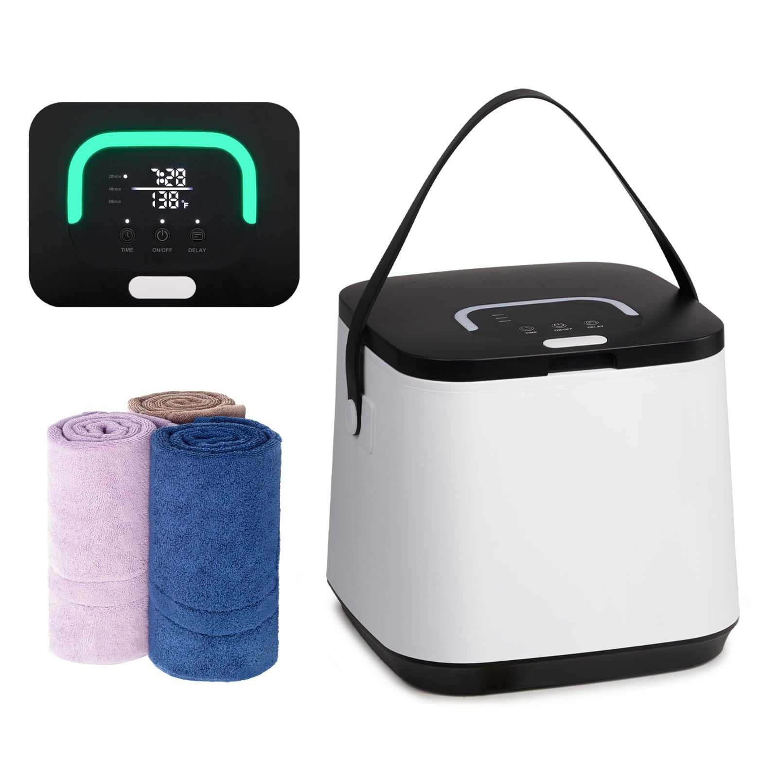 Winado Portable Towel Warmer Bucket - Adjustable Timer, 24H Delay, Fragrance Holder - Fits 40