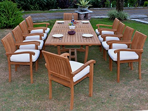 Premium Grade-A Teak Wood 10-Piece Dining Set - 94
