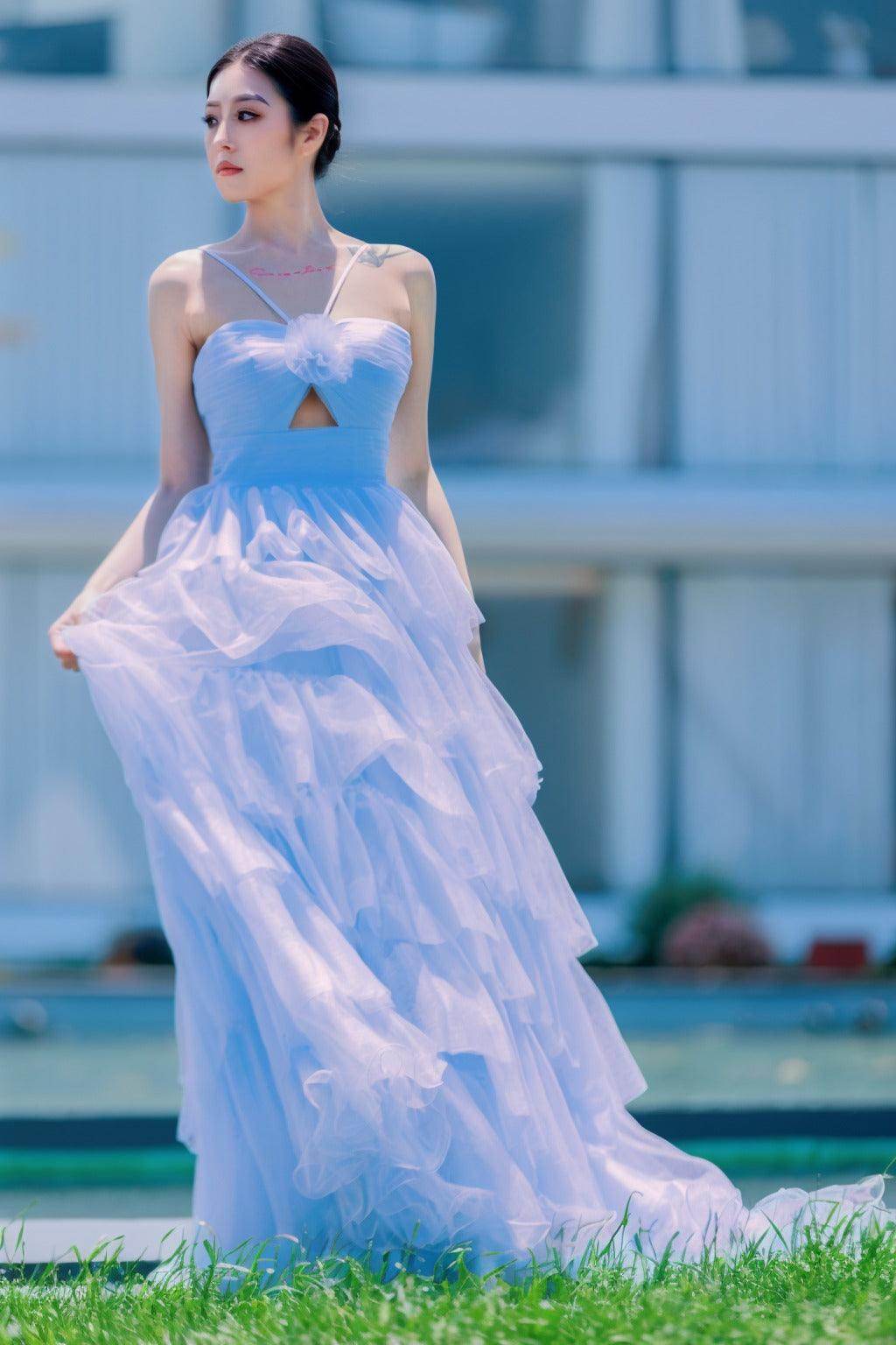 Elegant Princess Sweep Brush Train Tulle Prom Dress CS0493 - Perfect for Homecoming, Ball Gowns & Formal Events