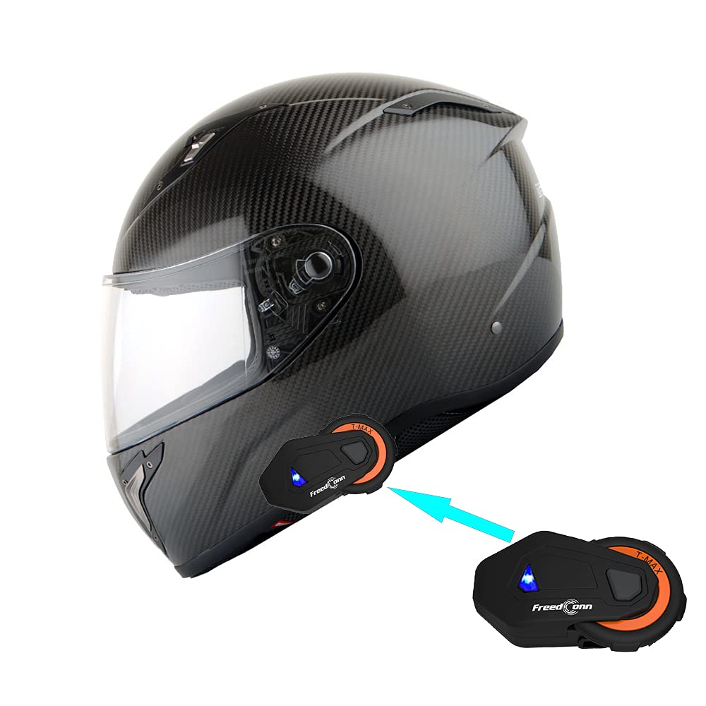 Martian Genuine Carbon Fiber Modular Flip-Up Motorcycle Helmet with Bluetooth Headset - Lightweight Full Face Protection for Street & Touring Riders