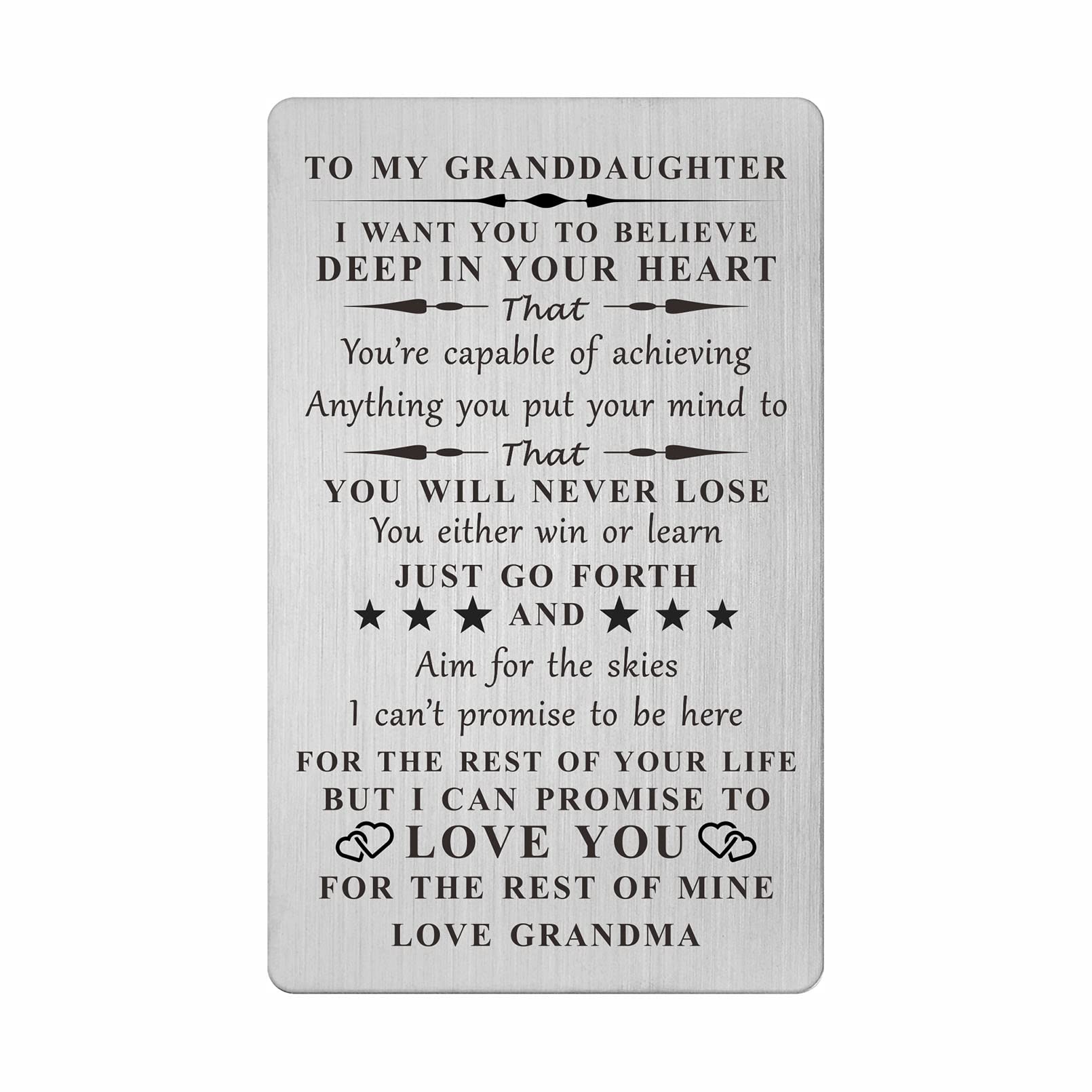Personalized Granddaughter Wallet Card Insert - Thoughtful Birthday & Graduation Gifts from Grandma & Grandpa - Perfect for Special Occasions & Keepsake Memories