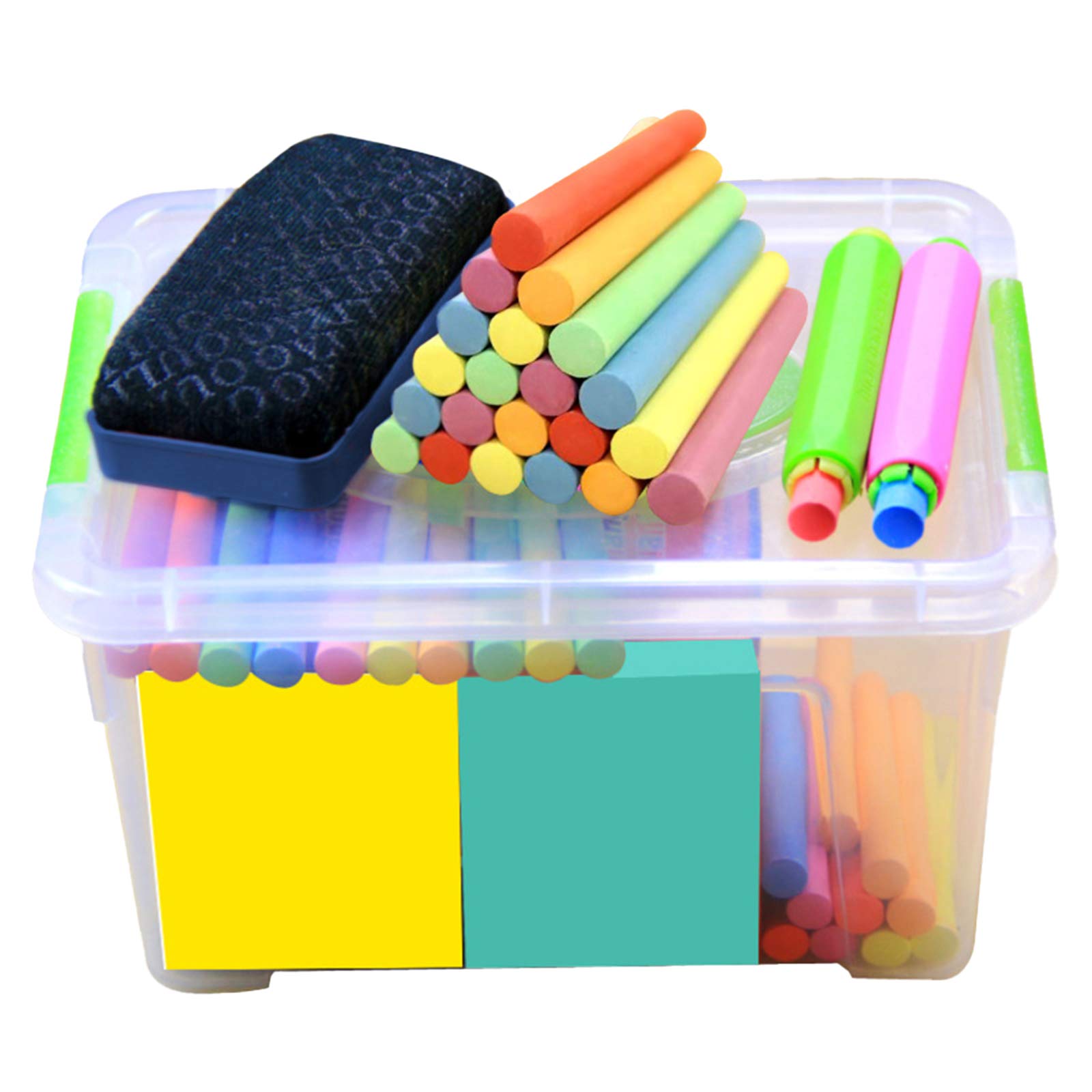 SOONHUA Dustless Chalk Set - 120pcs Non-Toxic Washable Sidewalk Chalk for Kids, Mixed Colors - Includes Chalk Stickers, Chalk Cover & Blackboard Eraser - Perfect for Outdoor Drawing, Driveway Art & Classroom Activities